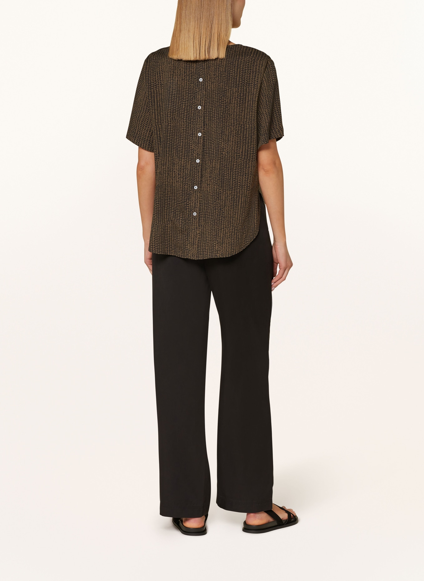OPUS Shirt blouse FASPA DESERT, Color: KHAKI/ BLACK (Image 3)