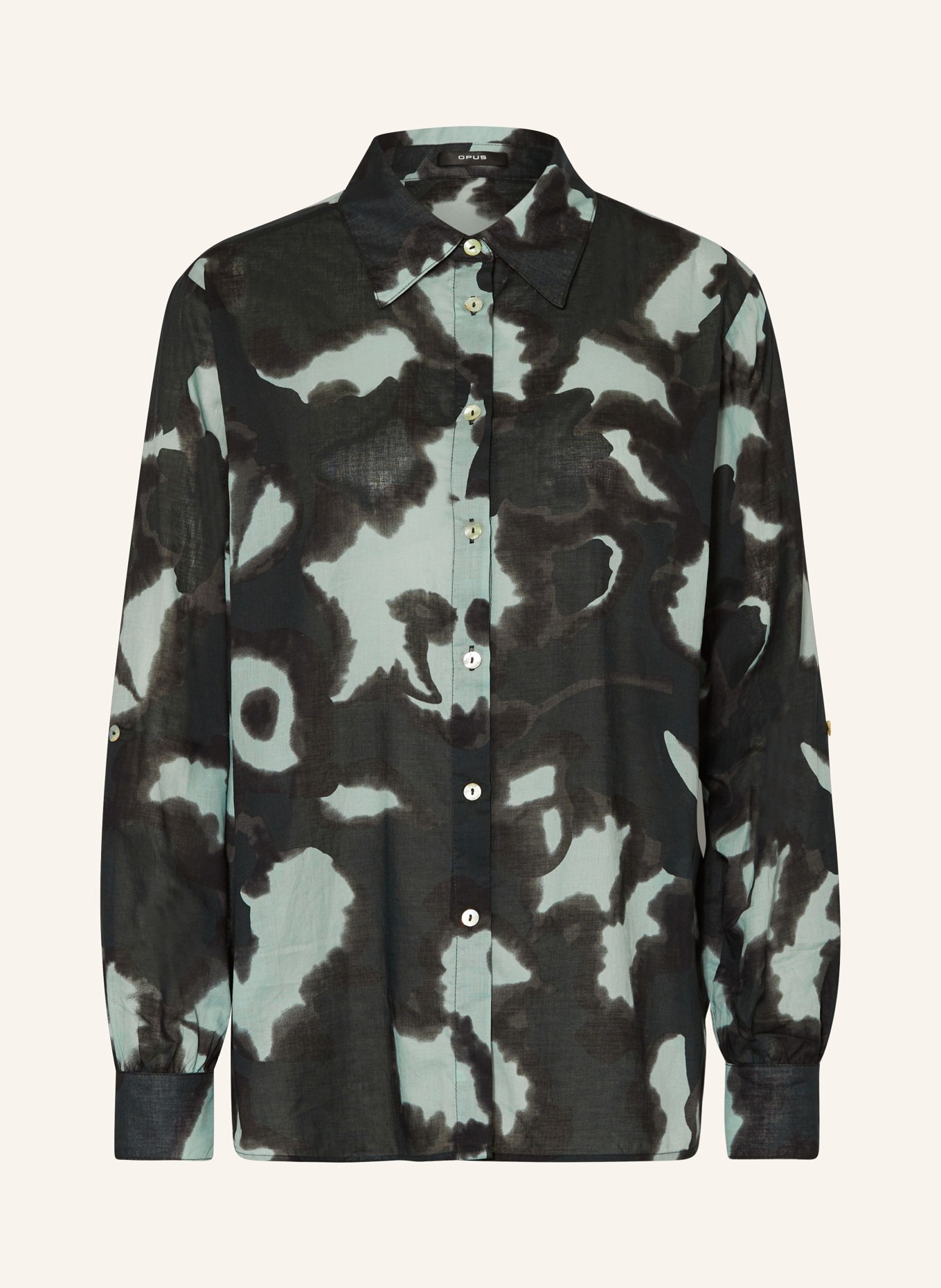 OPUS Shirt blouse FUMINE, Color: BLACK/ GRAY/ MINT (Image 1)