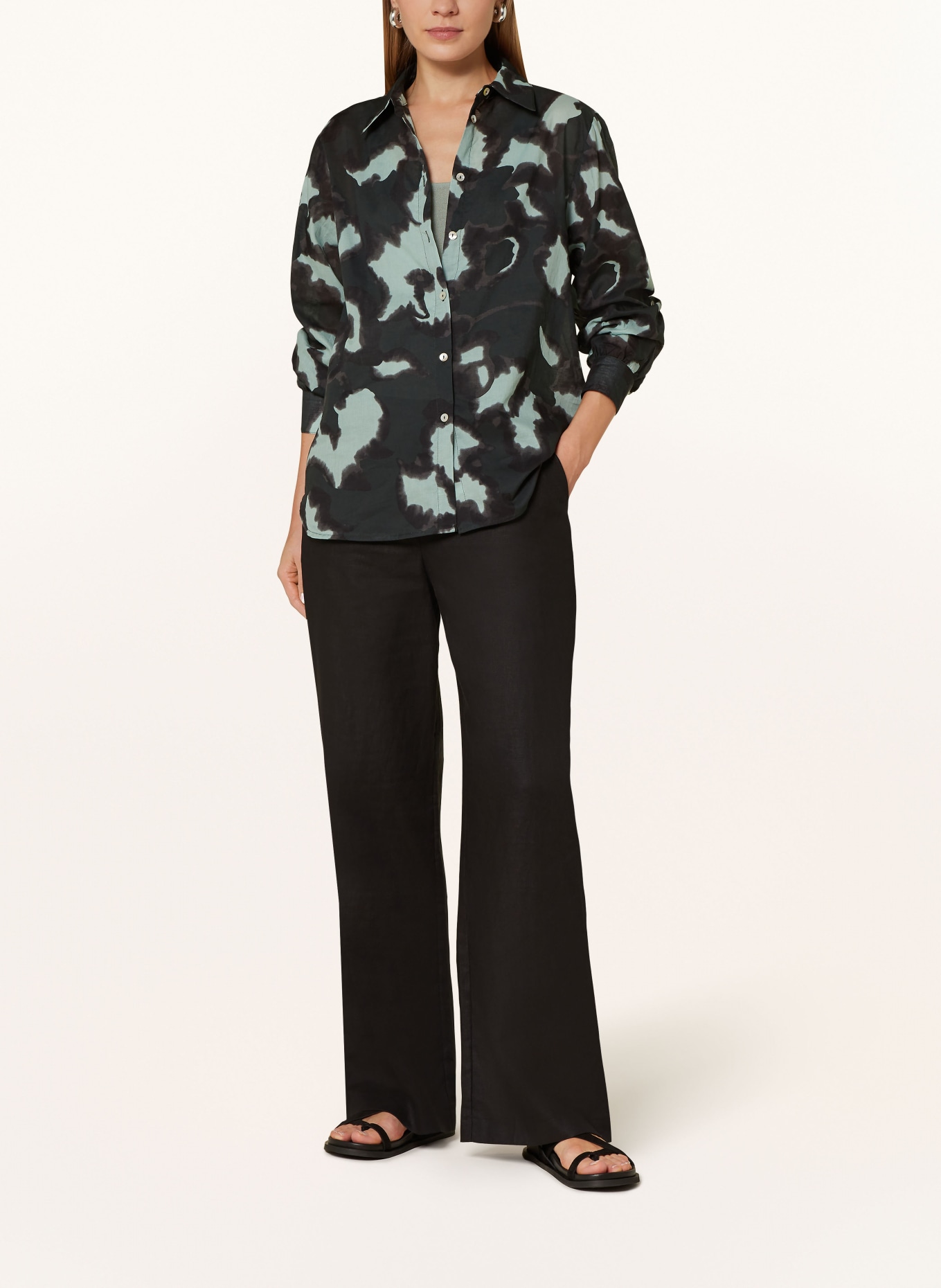 OPUS Shirt blouse FUMINE, Color: BLACK/ GRAY/ MINT (Image 2)