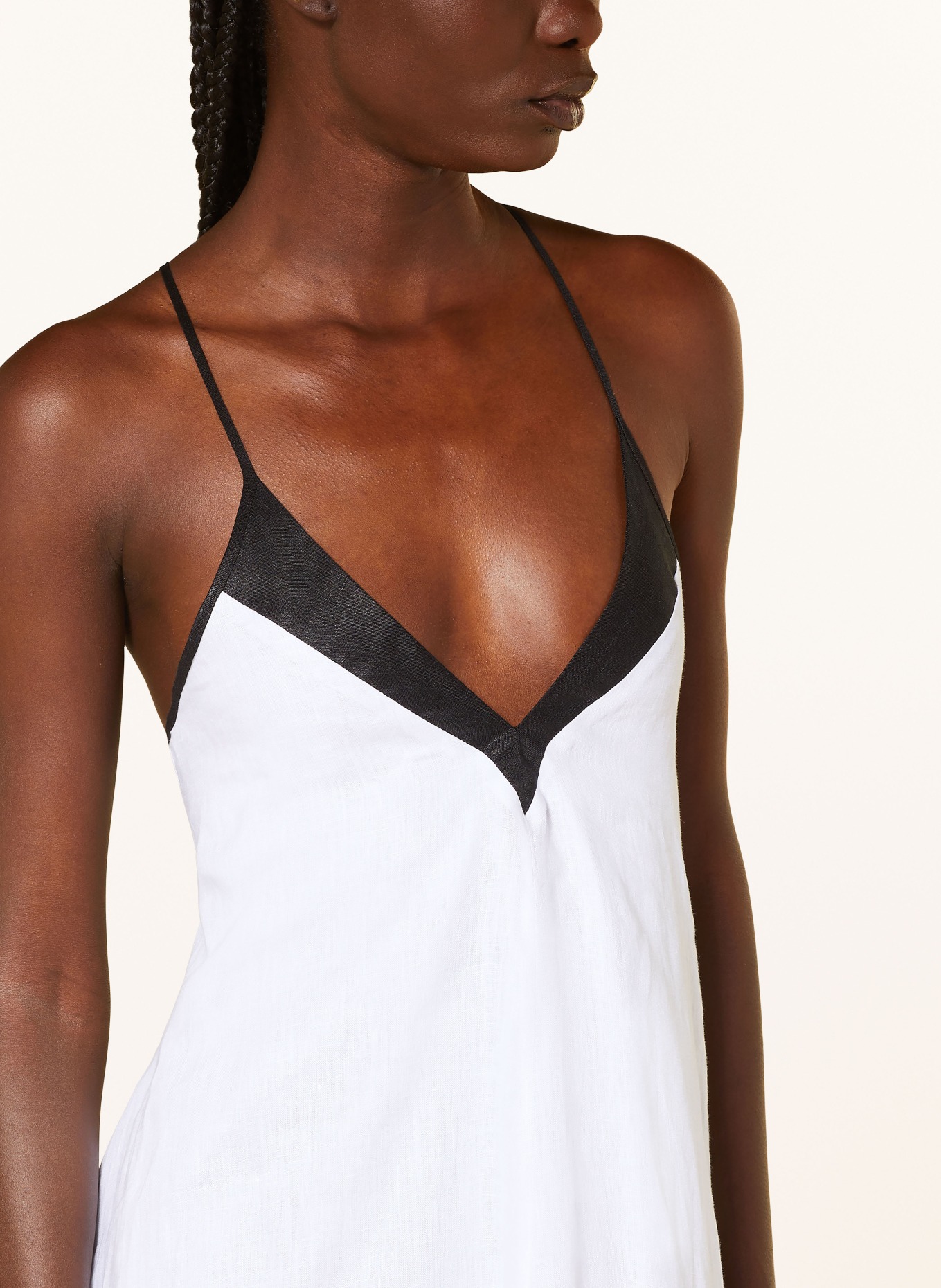 REISS Linen dress STEVIE, Color: WHITE/ BLACK (Image 4)
