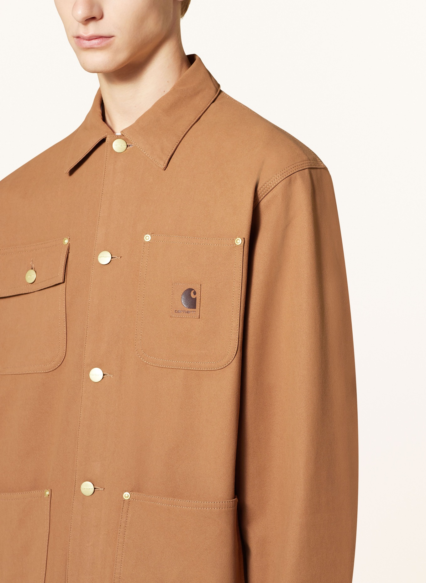 carhartt WIP Overshirt MICHIGAN in leather look, Color: BROWN (Image 4)