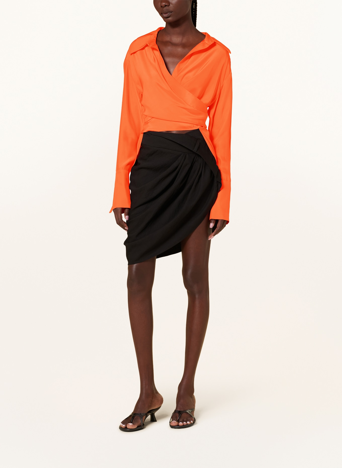 GAUGE81 Wrap blouse SABINAS in silk, Color: ORANGE (Image 2)