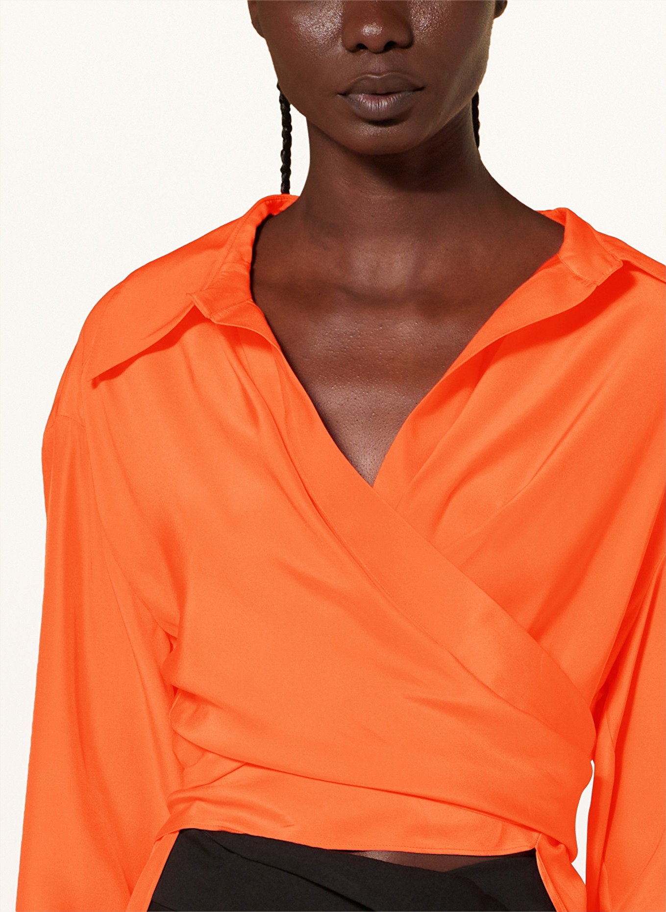 GAUGE81 Wrap blouse SABINAS in silk, Color: ORANGE (Image 4)