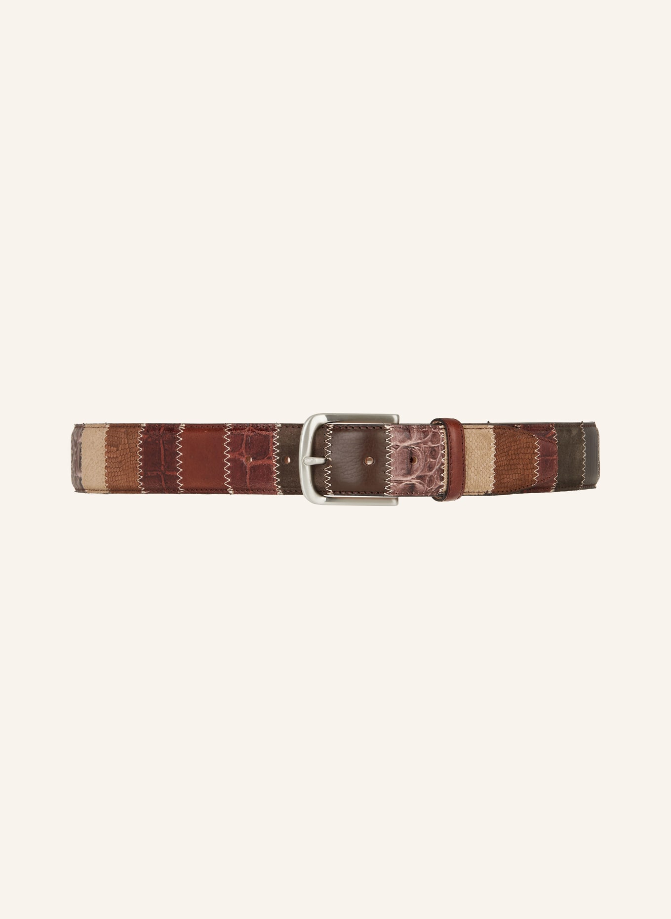 LINDENMANN Leather belt: BROWN / LIGHT BROWN / GRAY