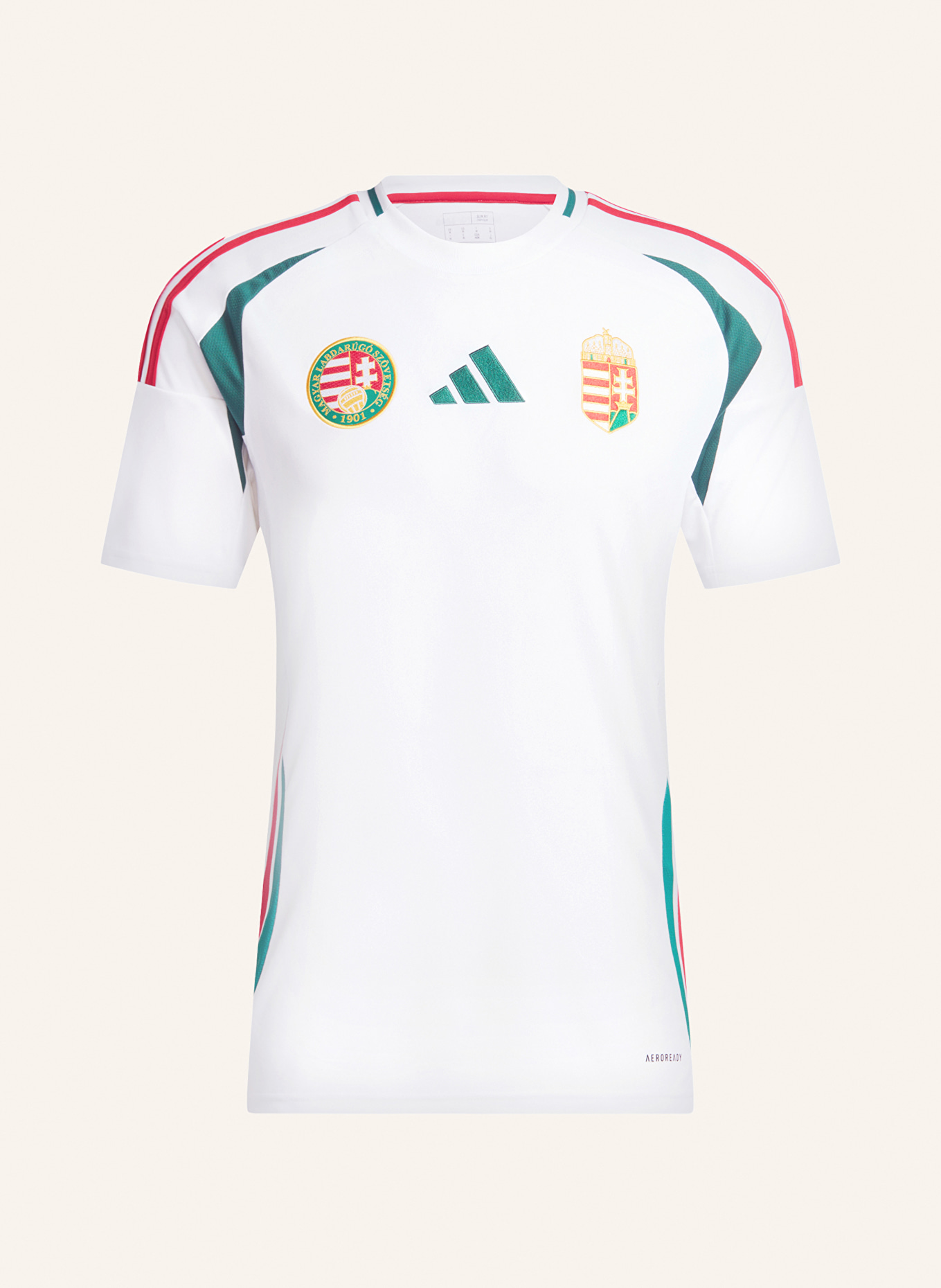 adidas Away jersey HUNGARY 24 for men, Color: WHITE/ DARK GREEN/ RED (Image 1)