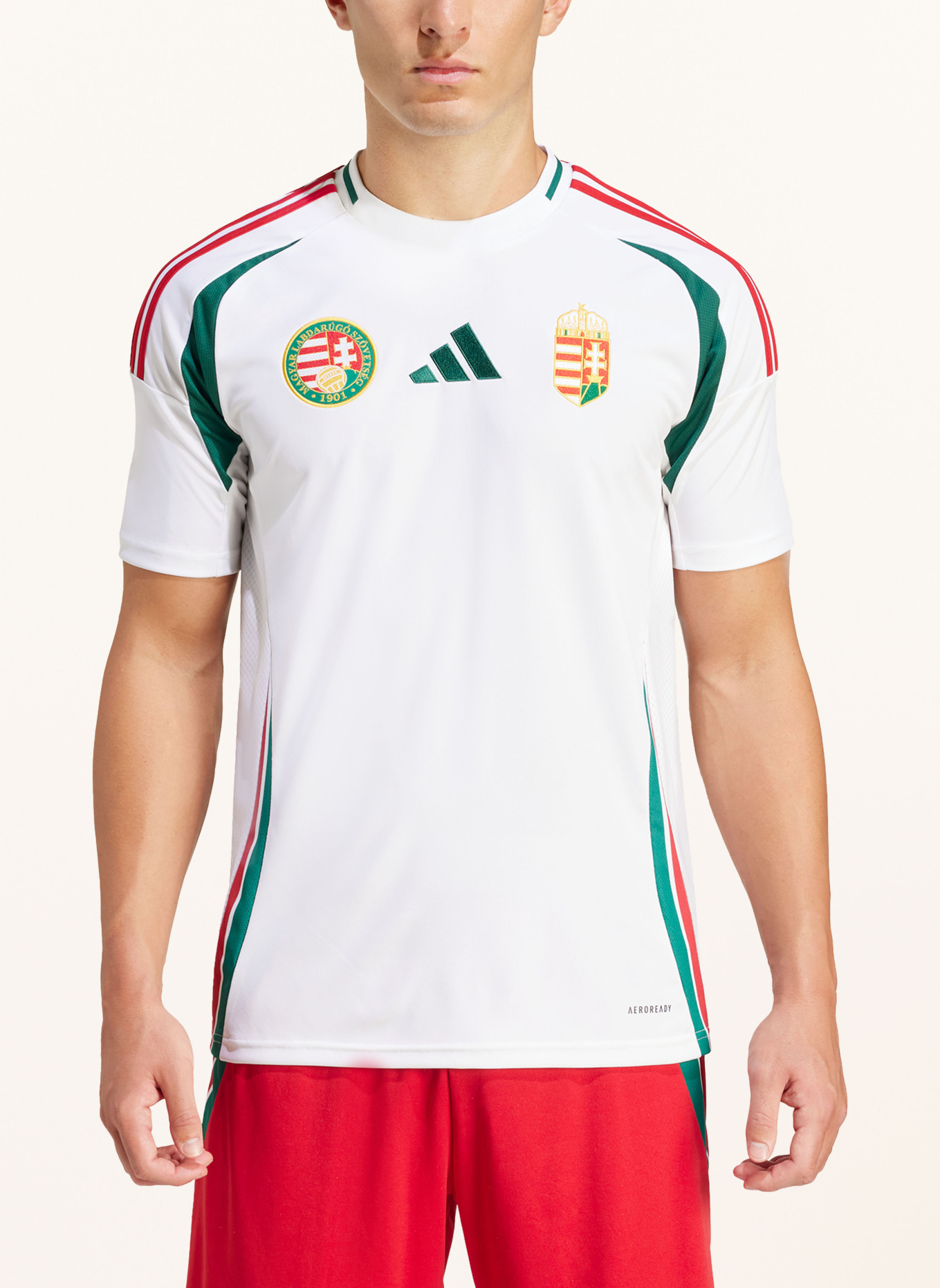 adidas Away jersey HUNGARY 24 for men, Color: WHITE/ DARK GREEN/ RED (Image 2)
