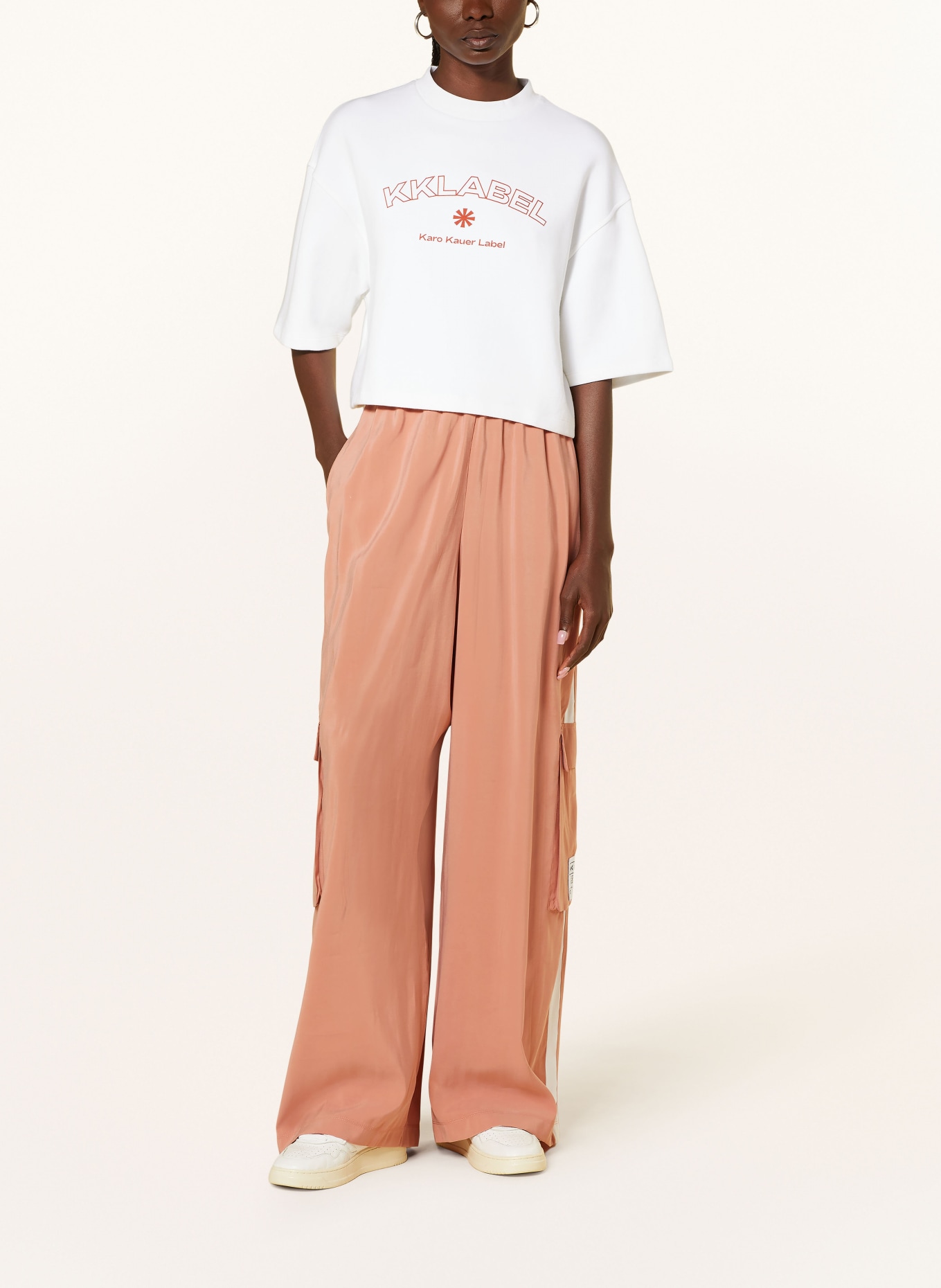 KARO KAUER Cargo pants in jogger style, Color: ROSE (Image 2)