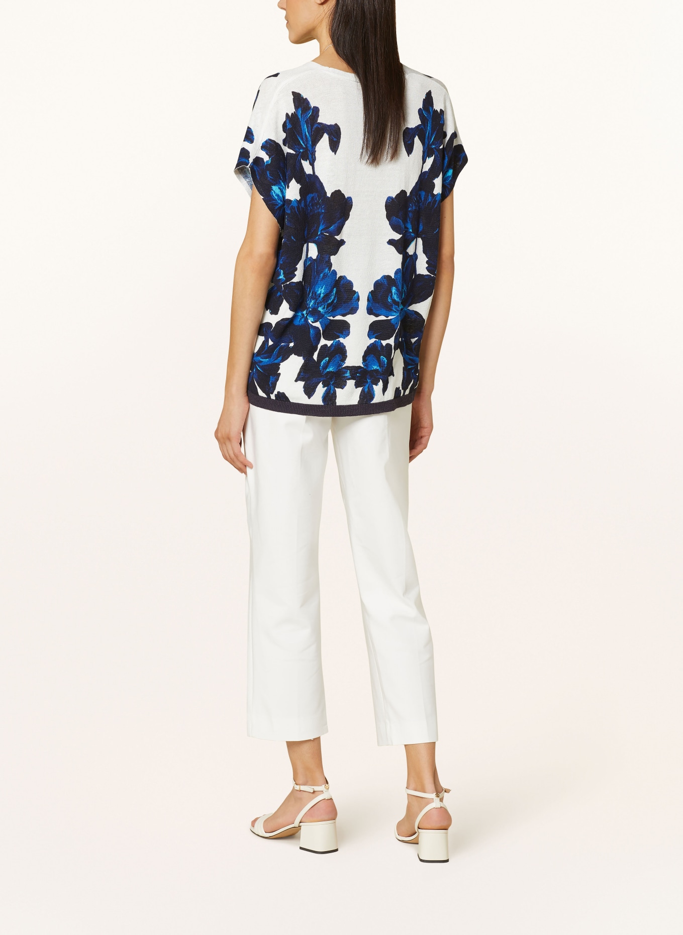 Phase Eight Knit shirt MIA with linen, Color: WHITE/ DARK BLUE/ BLUE (Image 3)