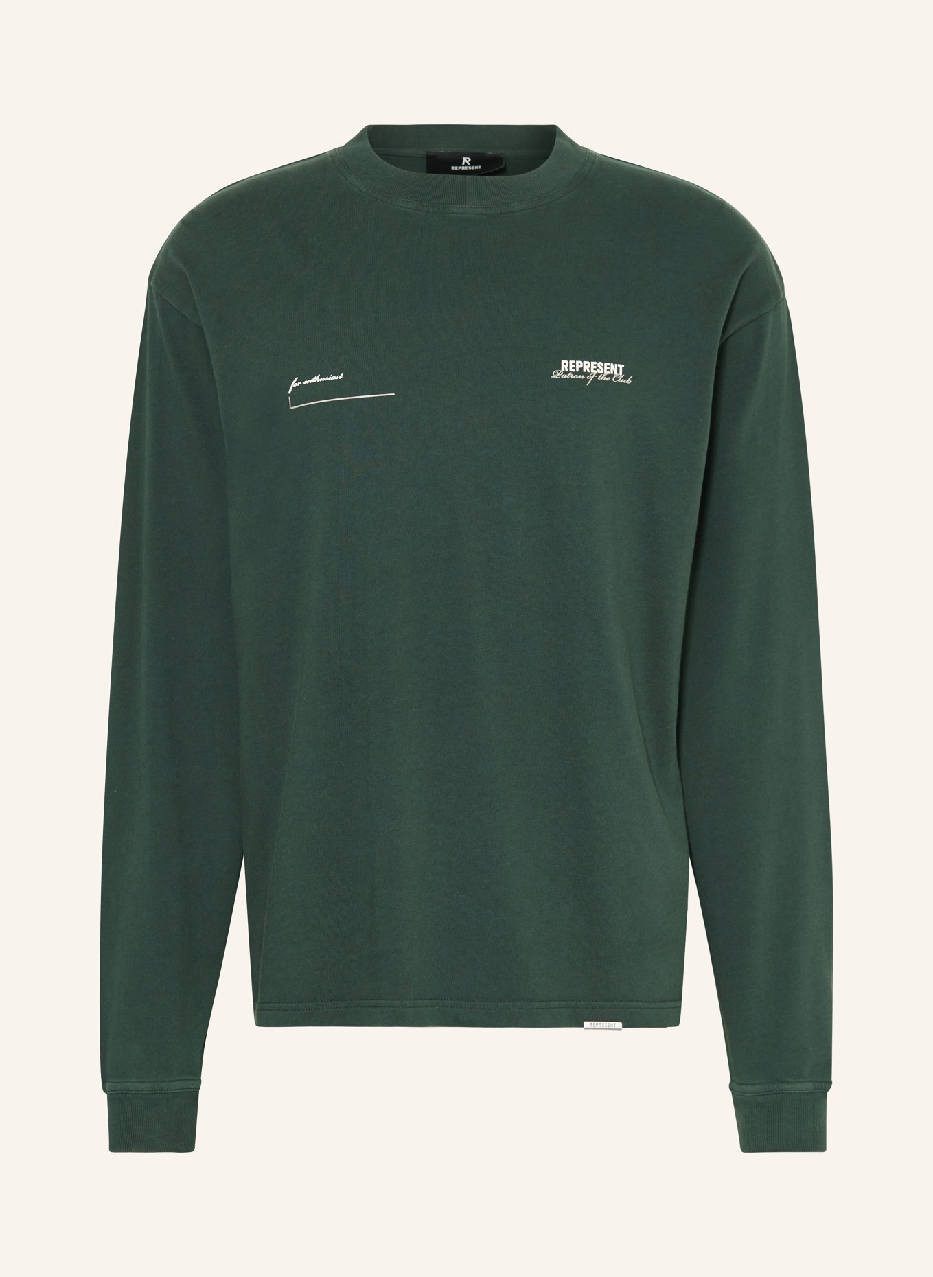 REPRESENT Longsleeve PATRON OF THE CLUB: DUNKELGRÜN / WEISS / TAUPE