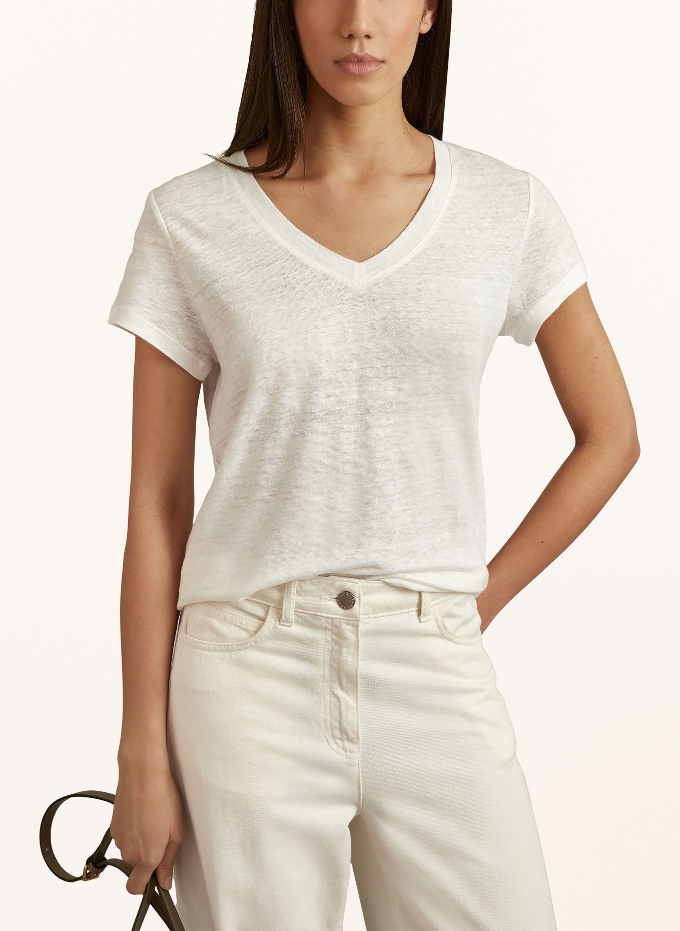 REISS T-shirt LOTTIE in linen, Color: CREAM (Image 4)