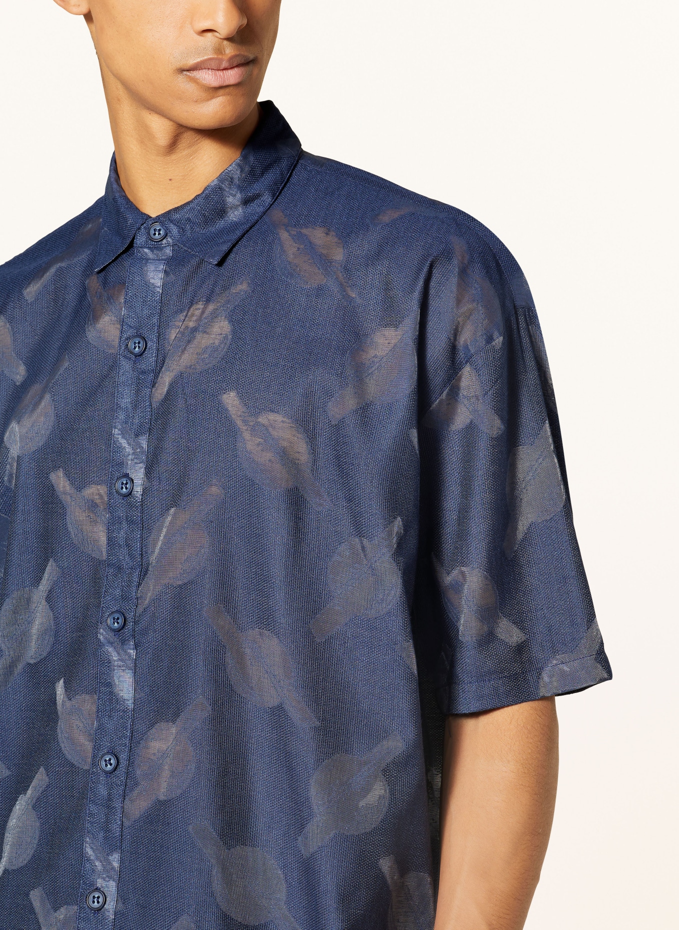 DAILY PAPER Short sleeve shirt SALIM relaxed fit, Color: DARK BLUE (Image 4)