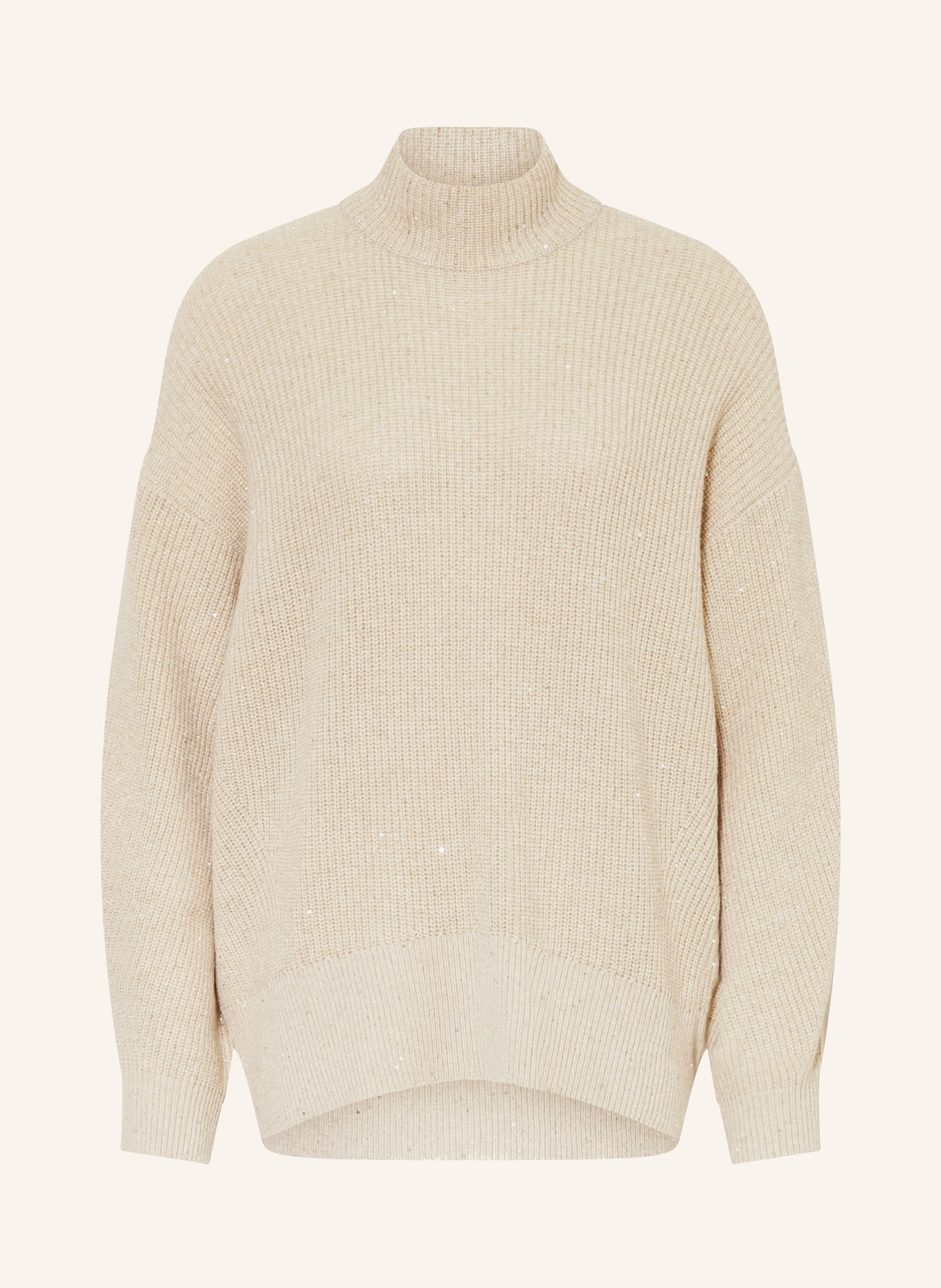 BRUNELLO CUCINELLI Sweater with cashmere and glitter thread in beige