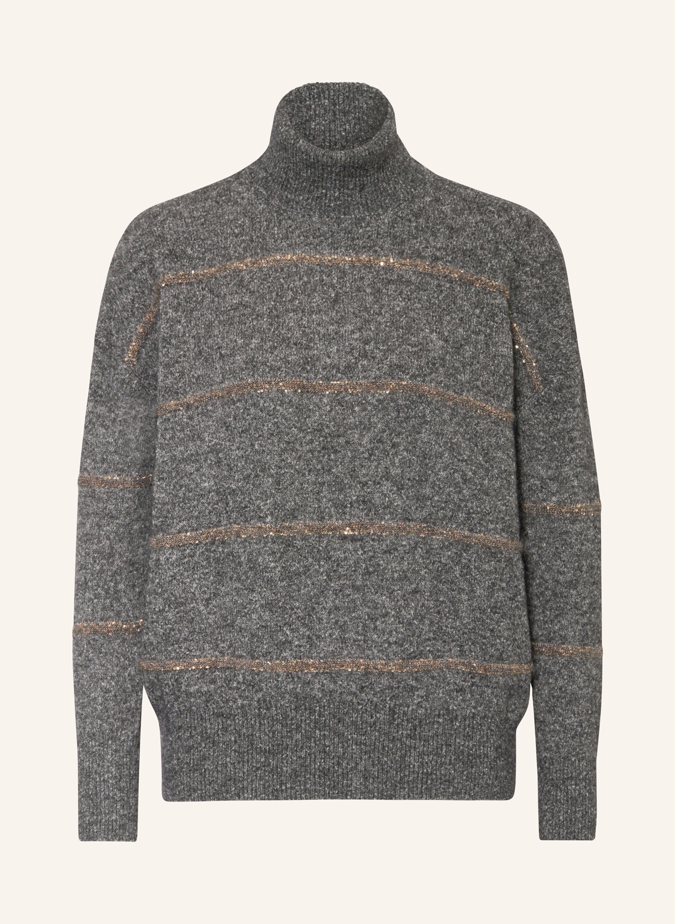 BRUNELLO CUCINELLI Turtleneck sweater with alpaca and sequins, Color: DARK GRAY (Image 1)