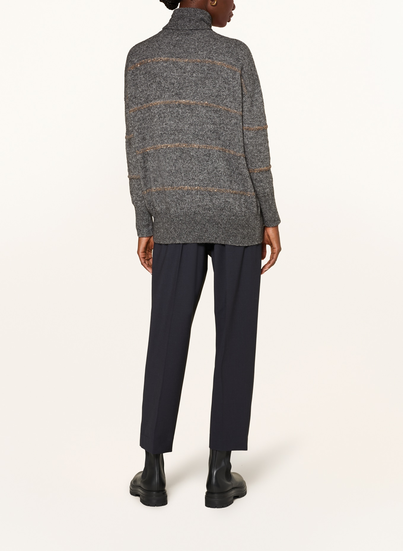 BRUNELLO CUCINELLI Turtleneck sweater with alpaca and sequins, Color: DARK GRAY (Image 3)