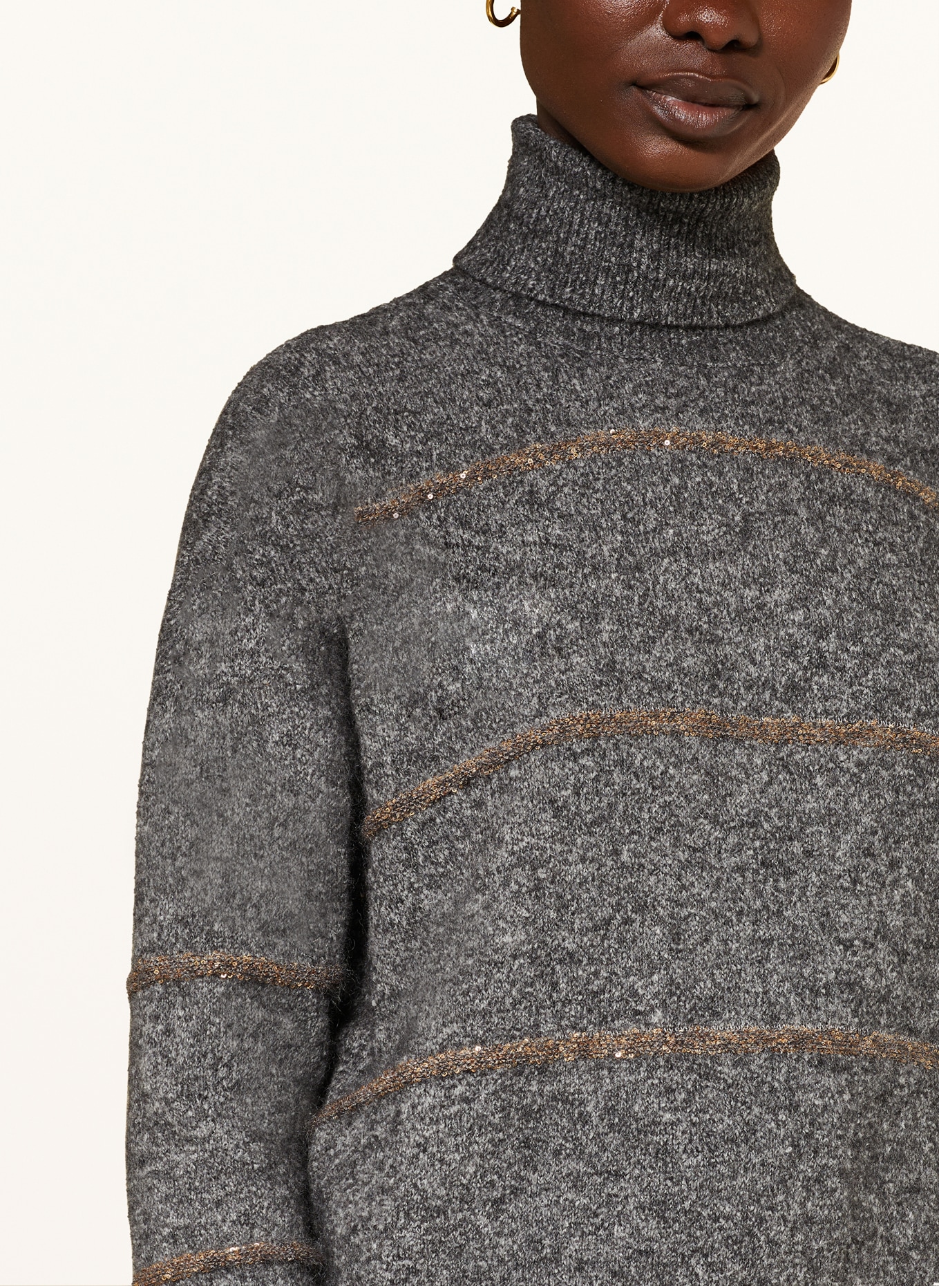 BRUNELLO CUCINELLI Turtleneck sweater with alpaca and sequins, Color: DARK GRAY (Image 4)