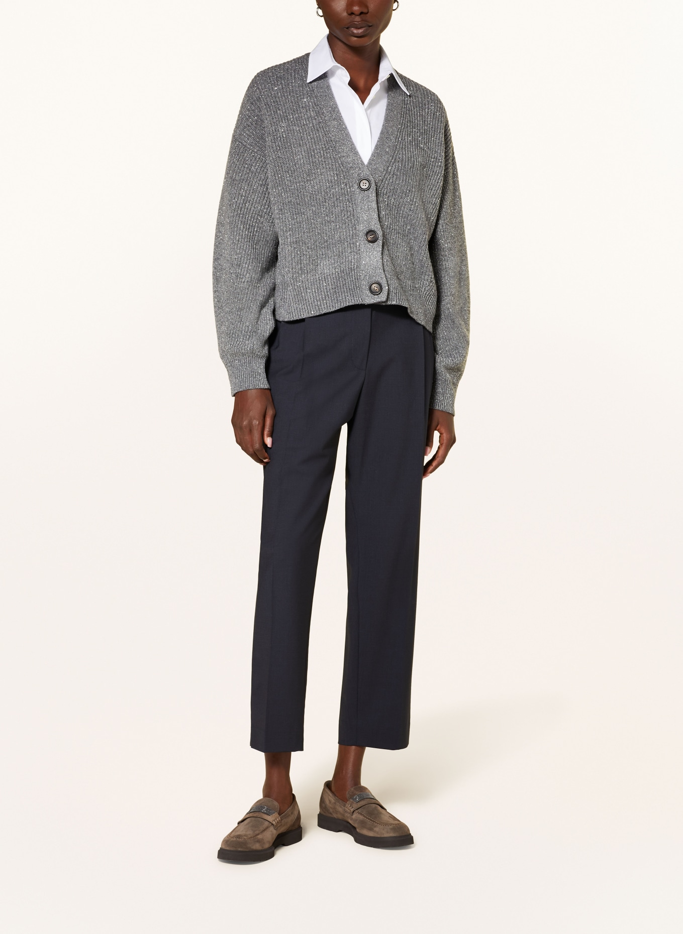 BRUNELLO CUCINELLI Cardigan with cashmere and sequins, Color: GRAY (Image 2)