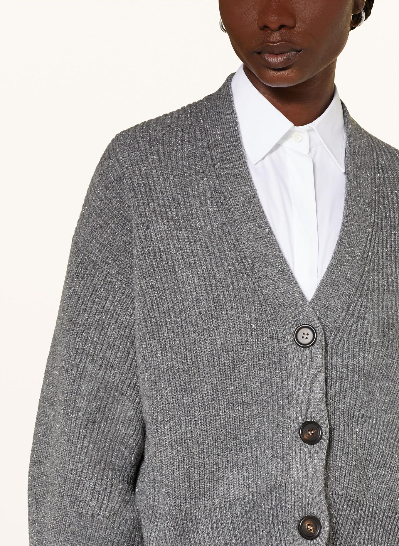 BRUNELLO CUCINELLI Cardigan with cashmere and sequins, Color: GRAY (Image 4)
