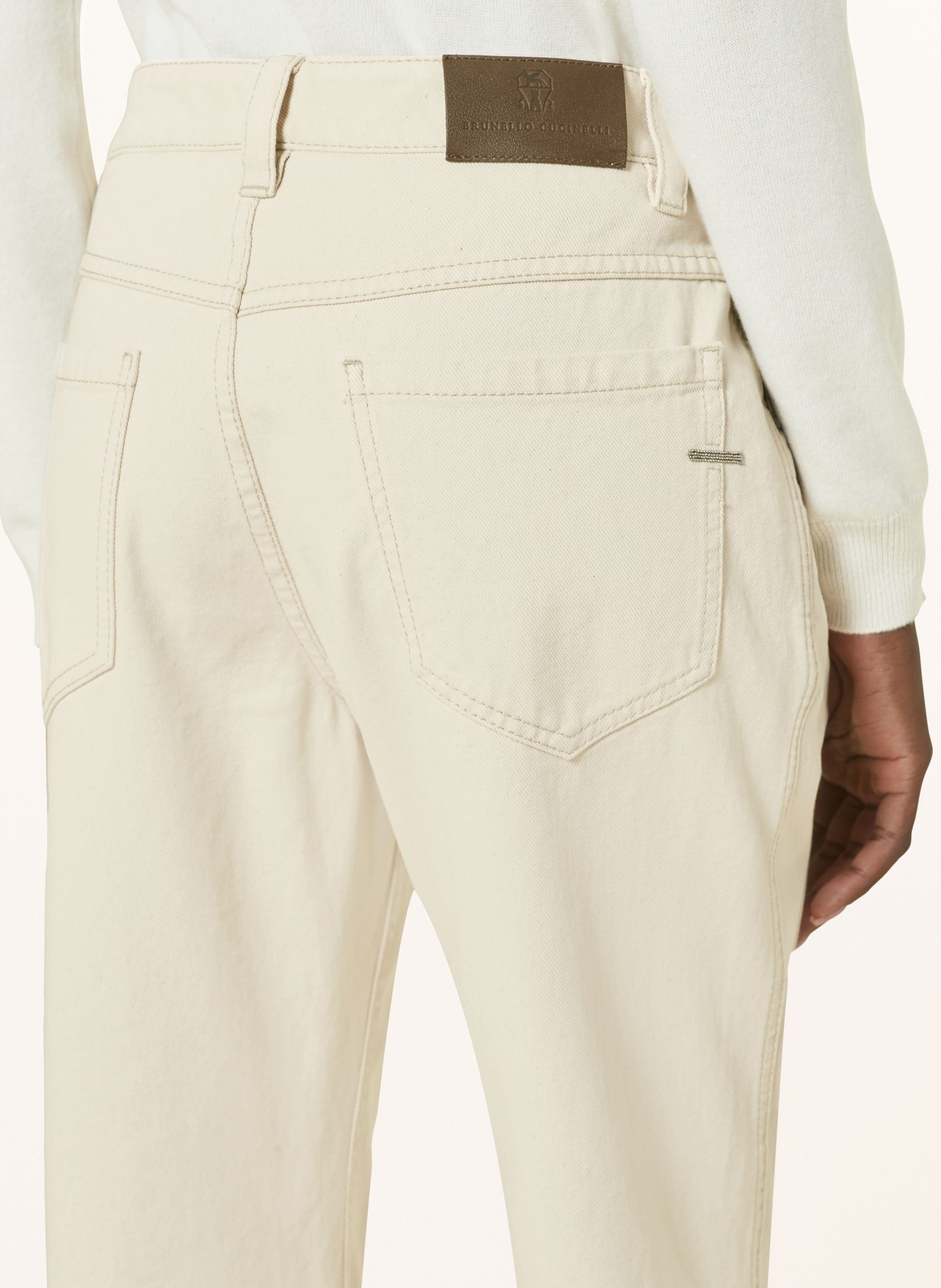 BRUNELLO CUCINELLI Jeans mit Schmuckperlen, Farbe: ECRU (Bild 5)