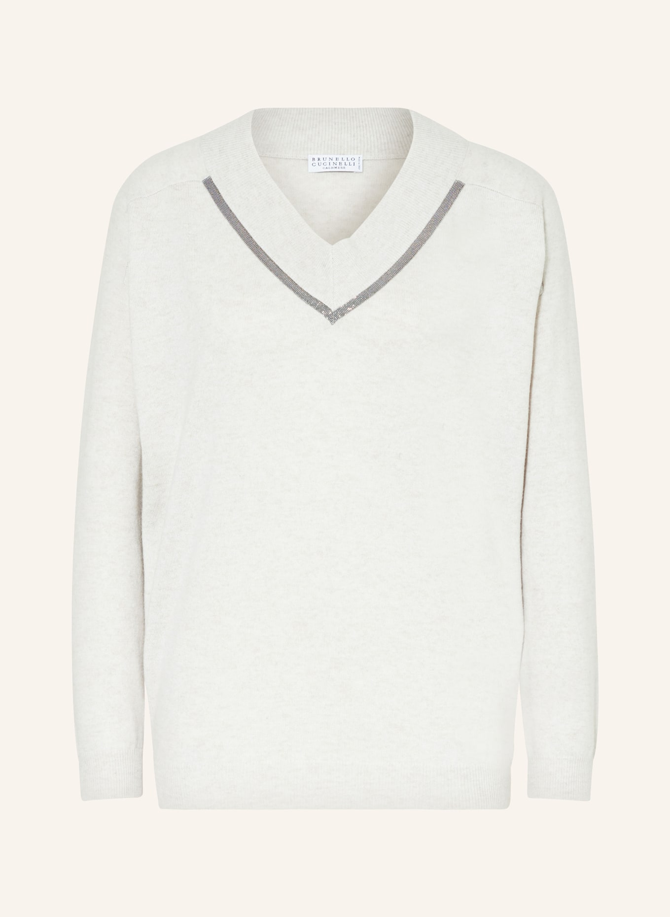 BRUNELLO CUCINELLI Cashmere sweater with decorative beads, Color: CREAM (Image 1)