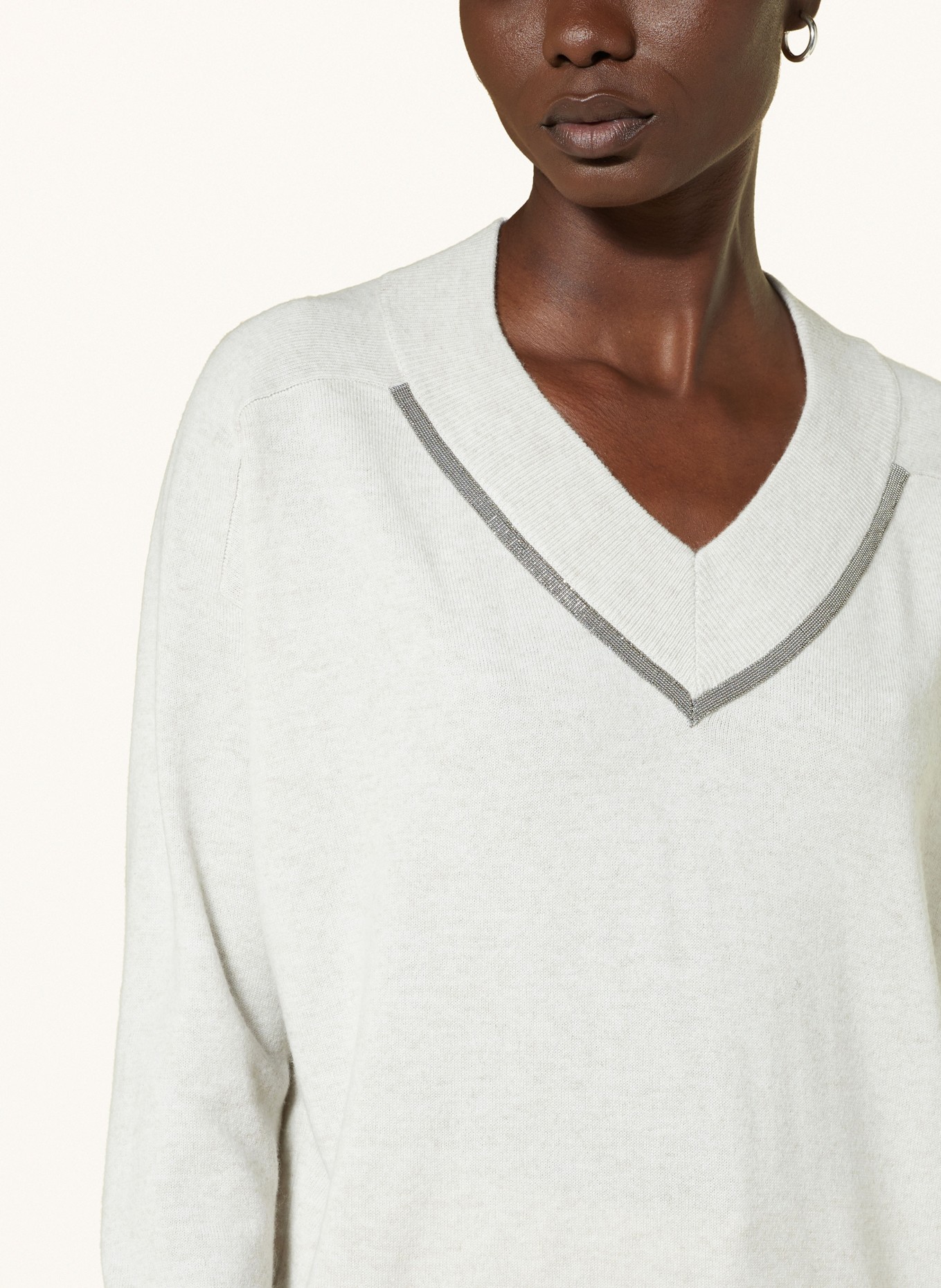 BRUNELLO CUCINELLI Cashmere-Pullover mit Schmuckperlen, Farbe: CREME (Bild 4)
