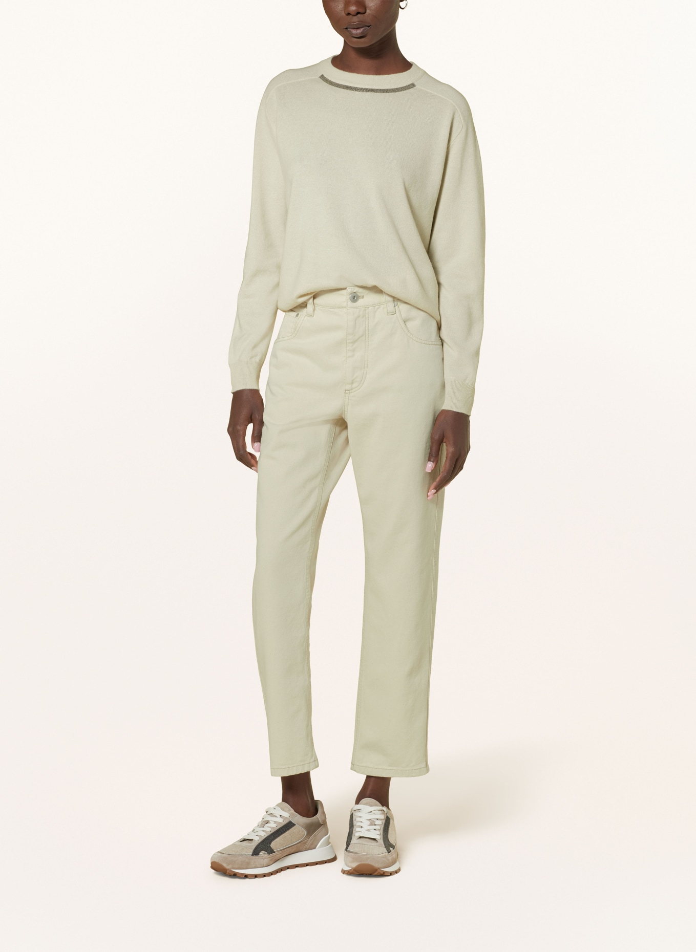 BRUNELLO CUCINELLI Cashmere-Pullover mit Schmuckperlen, Farbe: CREME (Bild 2)