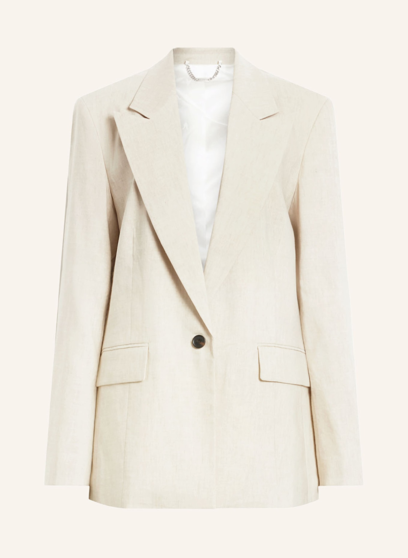 ALLSAINTS Long blazer WHITNEY with linen, Color: LIGHT BROWN (Image 1)