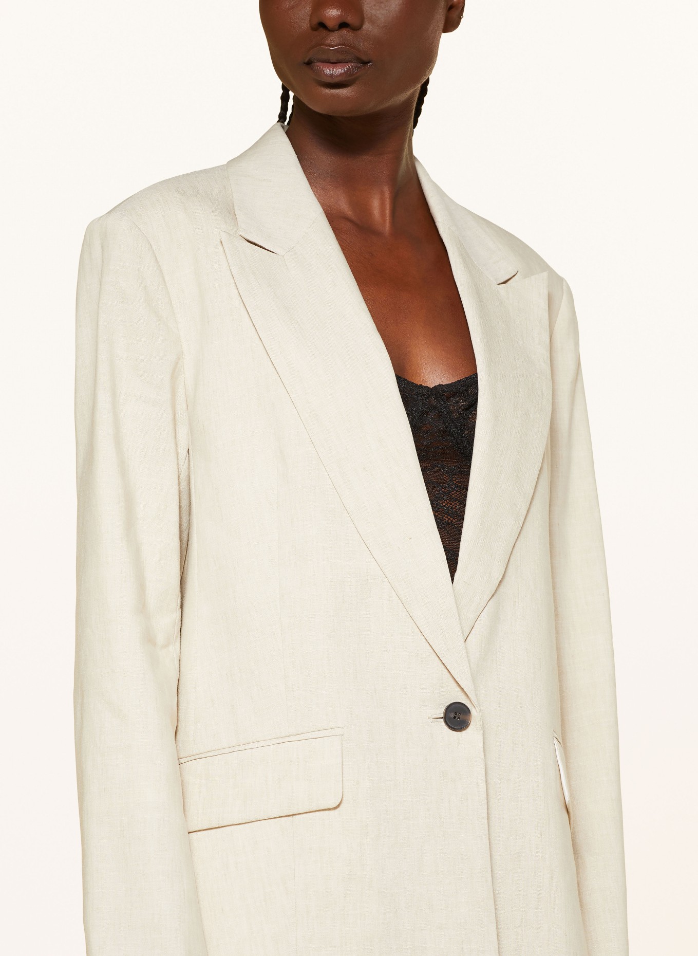 ALLSAINTS Long blazer WHITNEY with linen, Color: LIGHT BROWN (Image 4)
