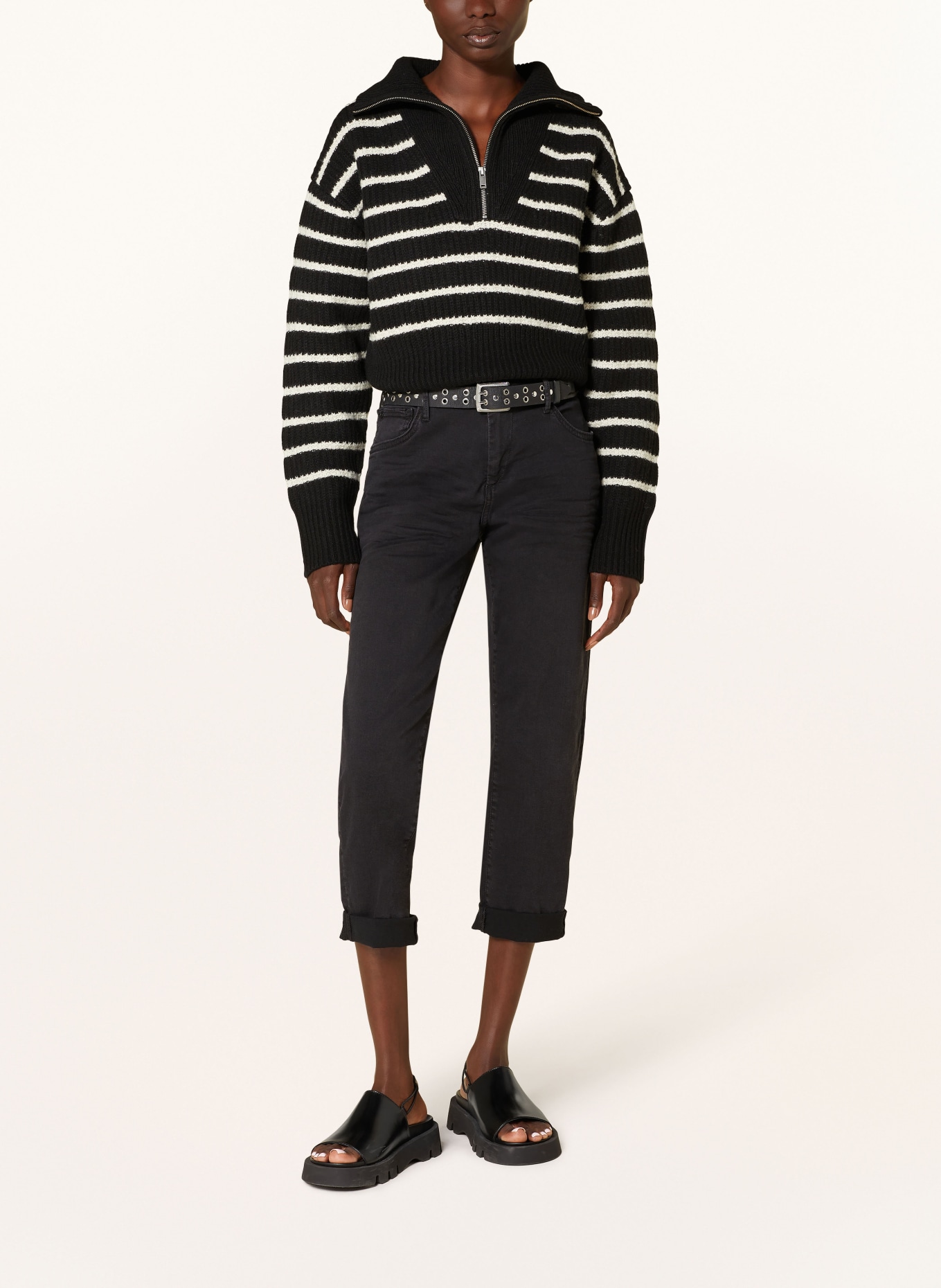 TRUE RELIGION Jeansy 7/8 LIV BOYFRIEND: CZARNY