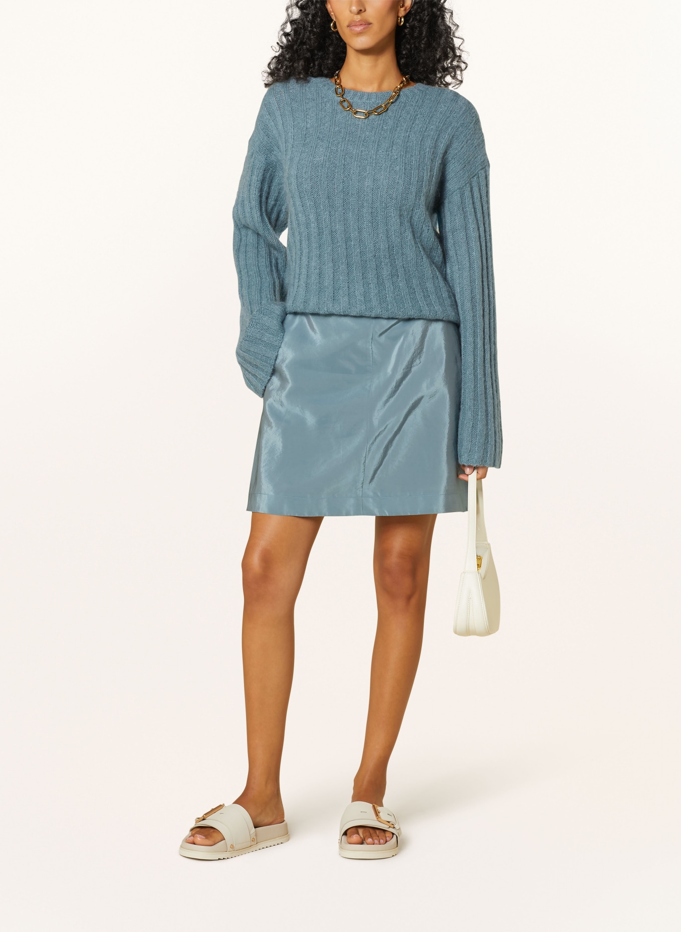 BY MALENE BIRGER Satin skirt ISABELE, Color: BLUE GRAY (Image 2)