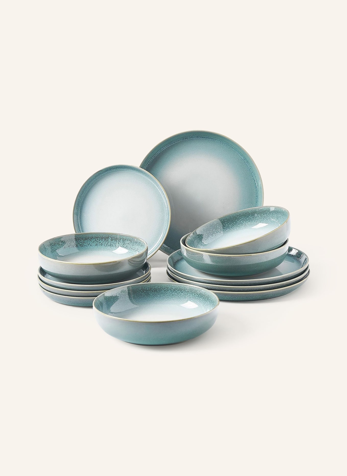 Westwing Collection 12-piece Set of plates HAVANNA, Color: LIGHT BLUE (Image 1)