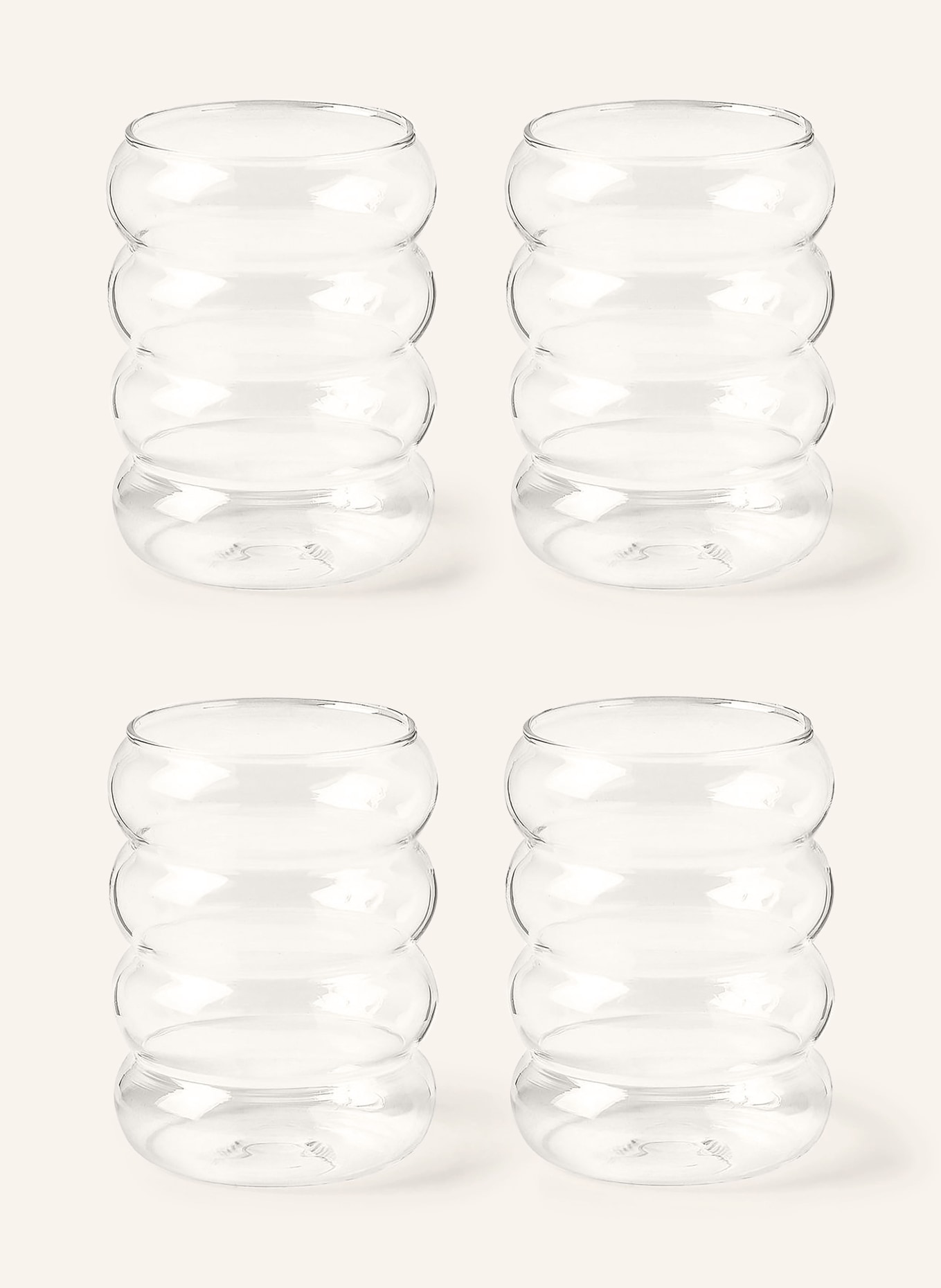 Westwing Collection 4er-Set Wassergläser BUBBLY: TRANSPARENT