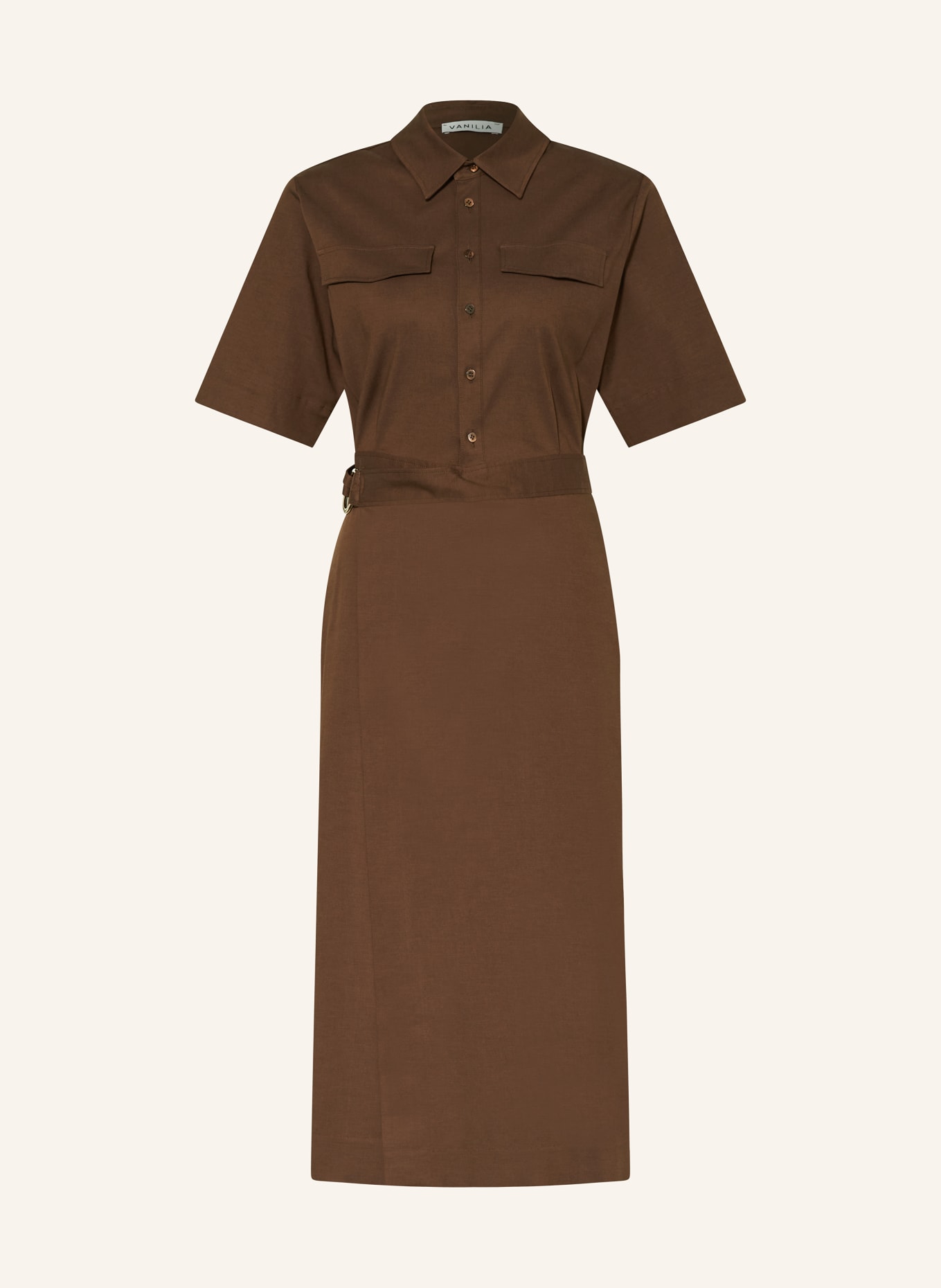 VANILIA Wrap dress with 3/4 sleeves, Color: DARK BROWN (Image 1)