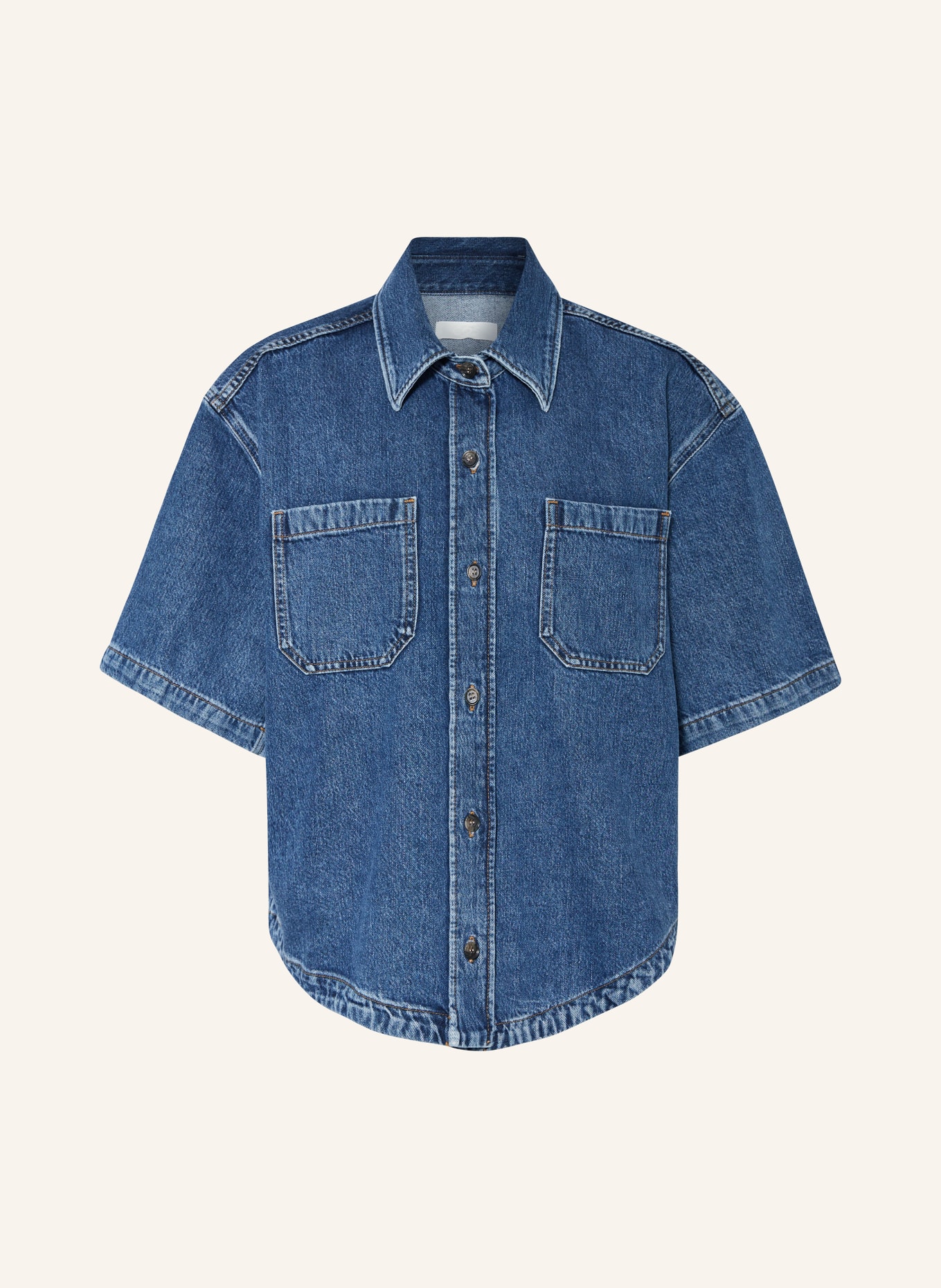 COS Cropped denim blouse, Color: 001 BLUE MEDIUM DUSTY (Image 1)