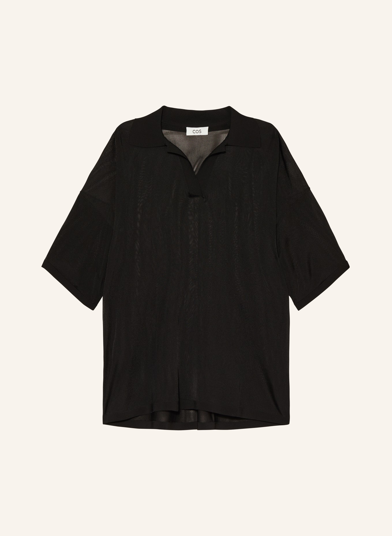 COS Polo shirt in tulle look, Color: BLACK (Image 1)