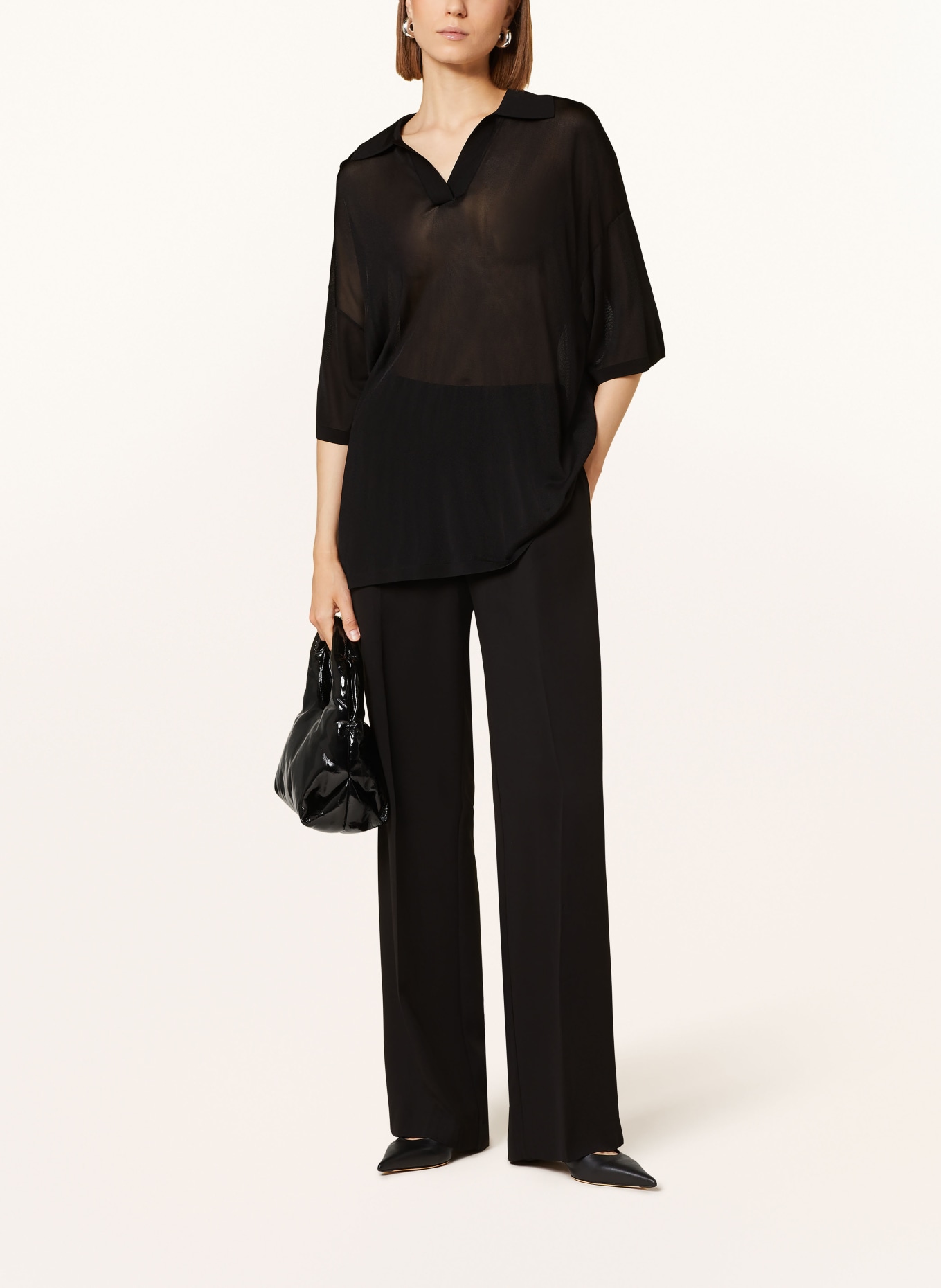 COS Polo shirt in tulle look, Color: BLACK (Image 2)