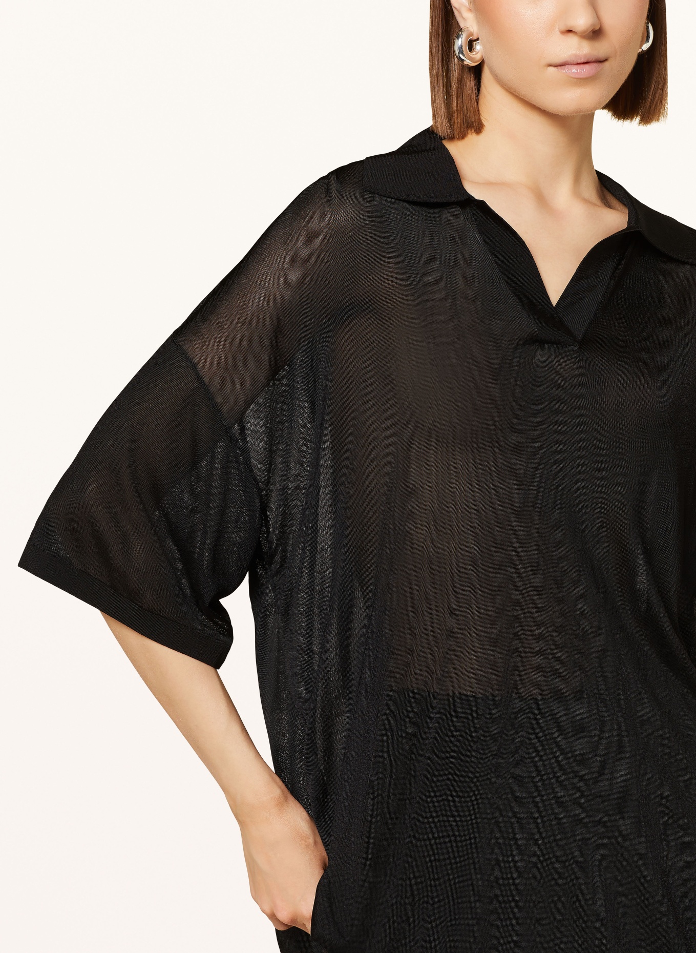 COS Polo shirt in tulle look, Color: BLACK (Image 4)