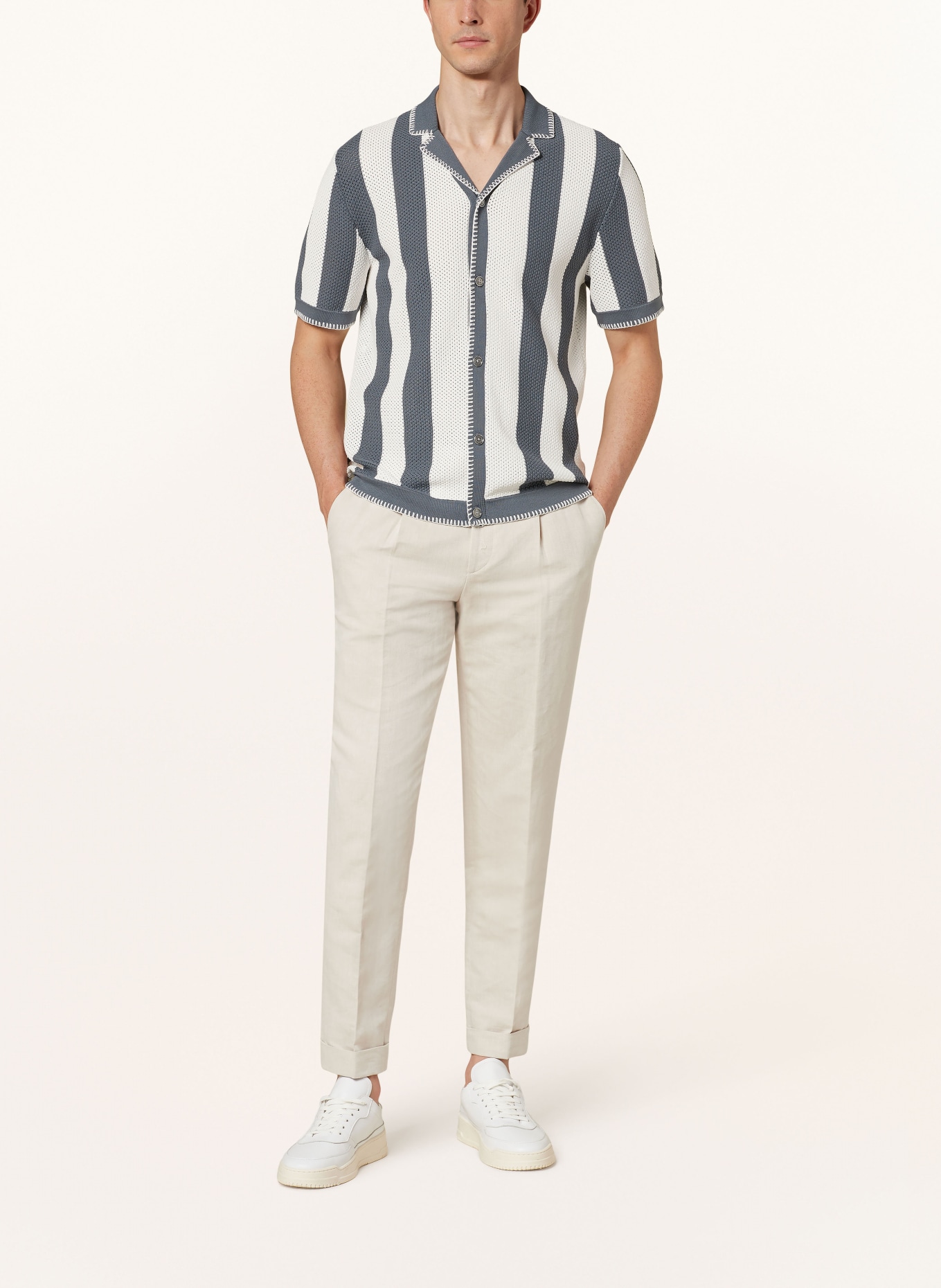 REISS Knit shirt NAXOS slim fit, Color: GRAY/ WHITE (Image 2)