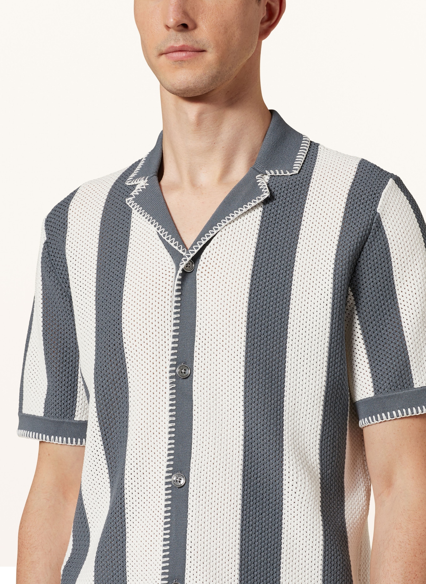 REISS Knit shirt NAXOS slim fit, Color: GRAY/ WHITE (Image 4)