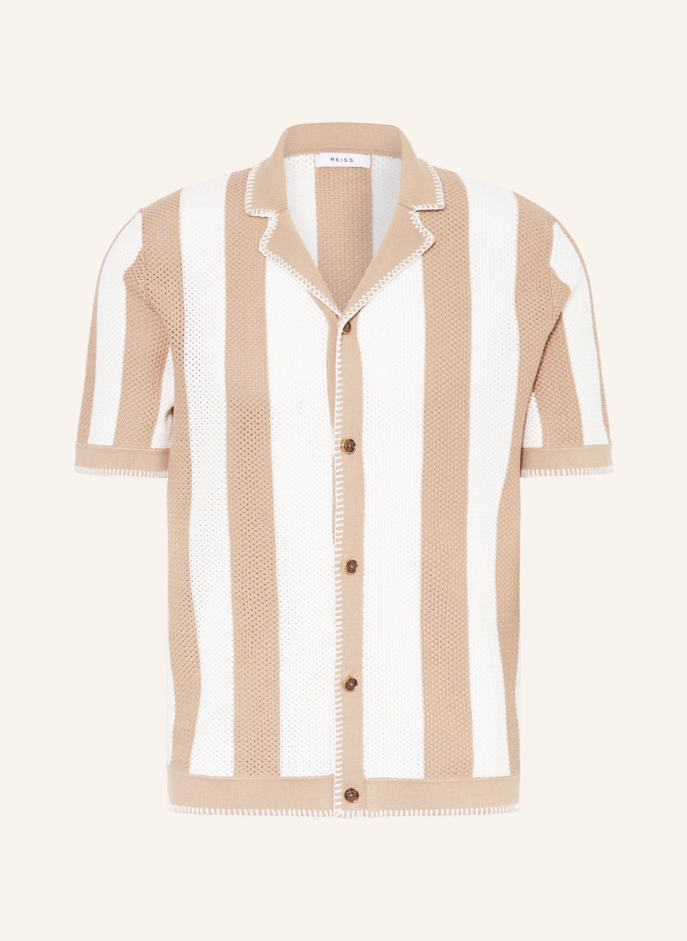 REISS Knit shirt NAXOS regular fit, Color: LIGHT BROWN/ CREAM (Image 1)
