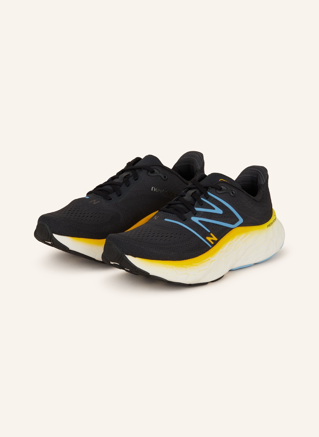 new balance Running shoes FRESH FOAM X MORE V4, Color: BLACK/ BLUE/ YELLOW (Image 1)