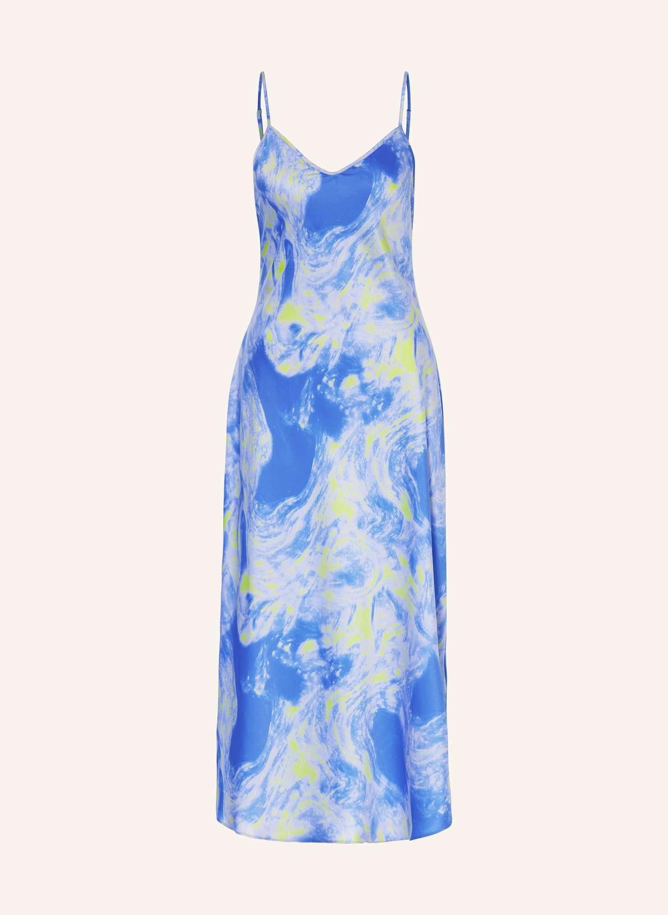 ALLSAINTS Satin dress BRYONY SPIRAL, Color: BLUE/ NEON GREEN (Image 1)