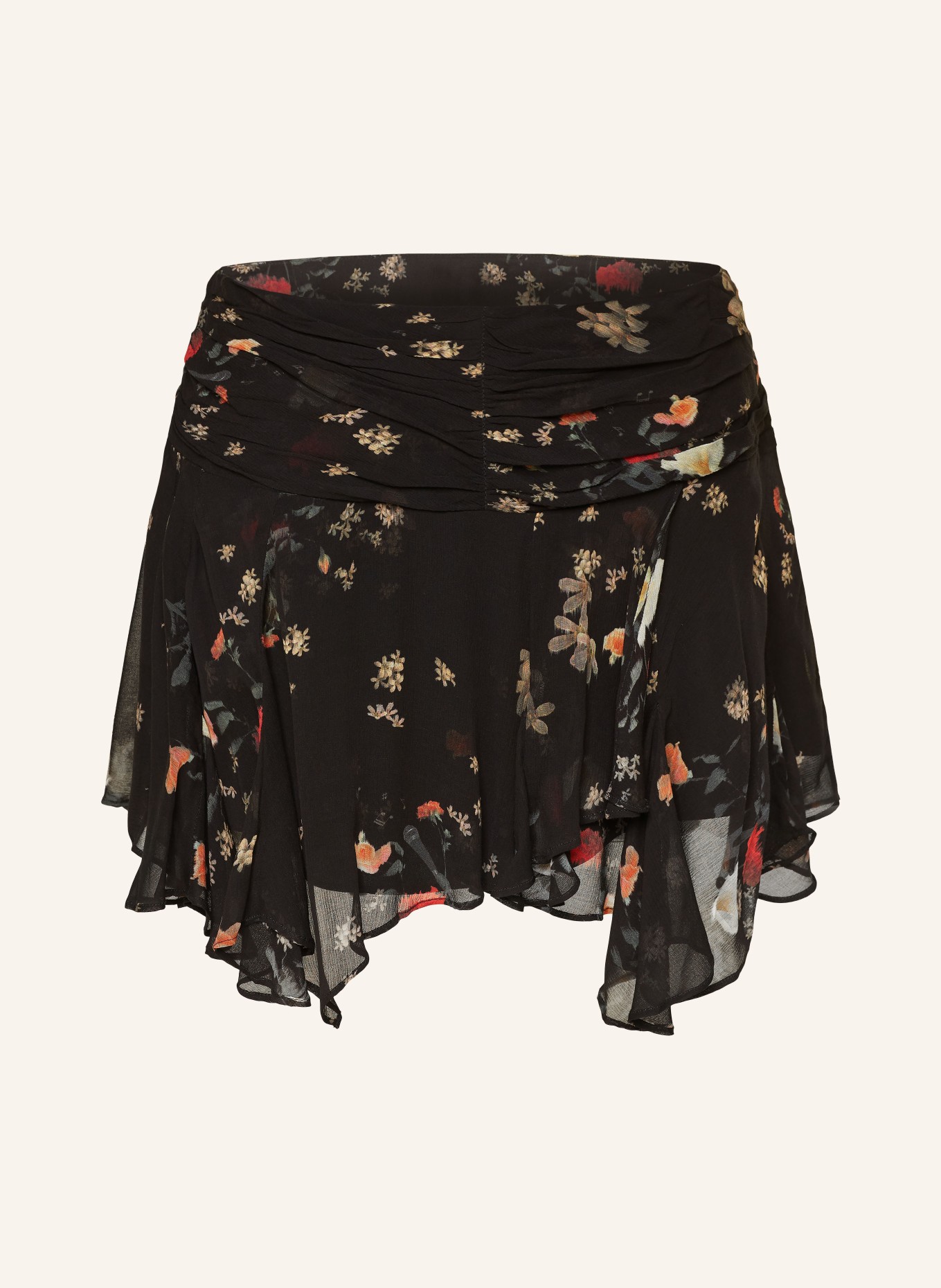 ALLSAINTS Skirt ERICA KORA, Color: BLACK/ CREAM/ ORANGE (Image 1)