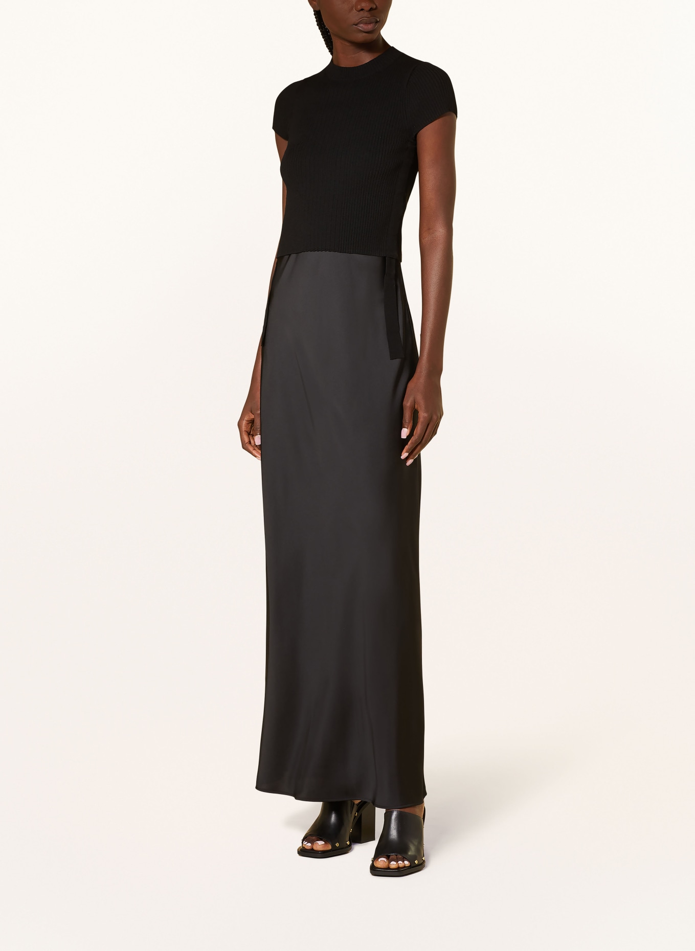 ALLSAINTS Dress HAYES in mixed materials, Color: BLACK (Image 2)