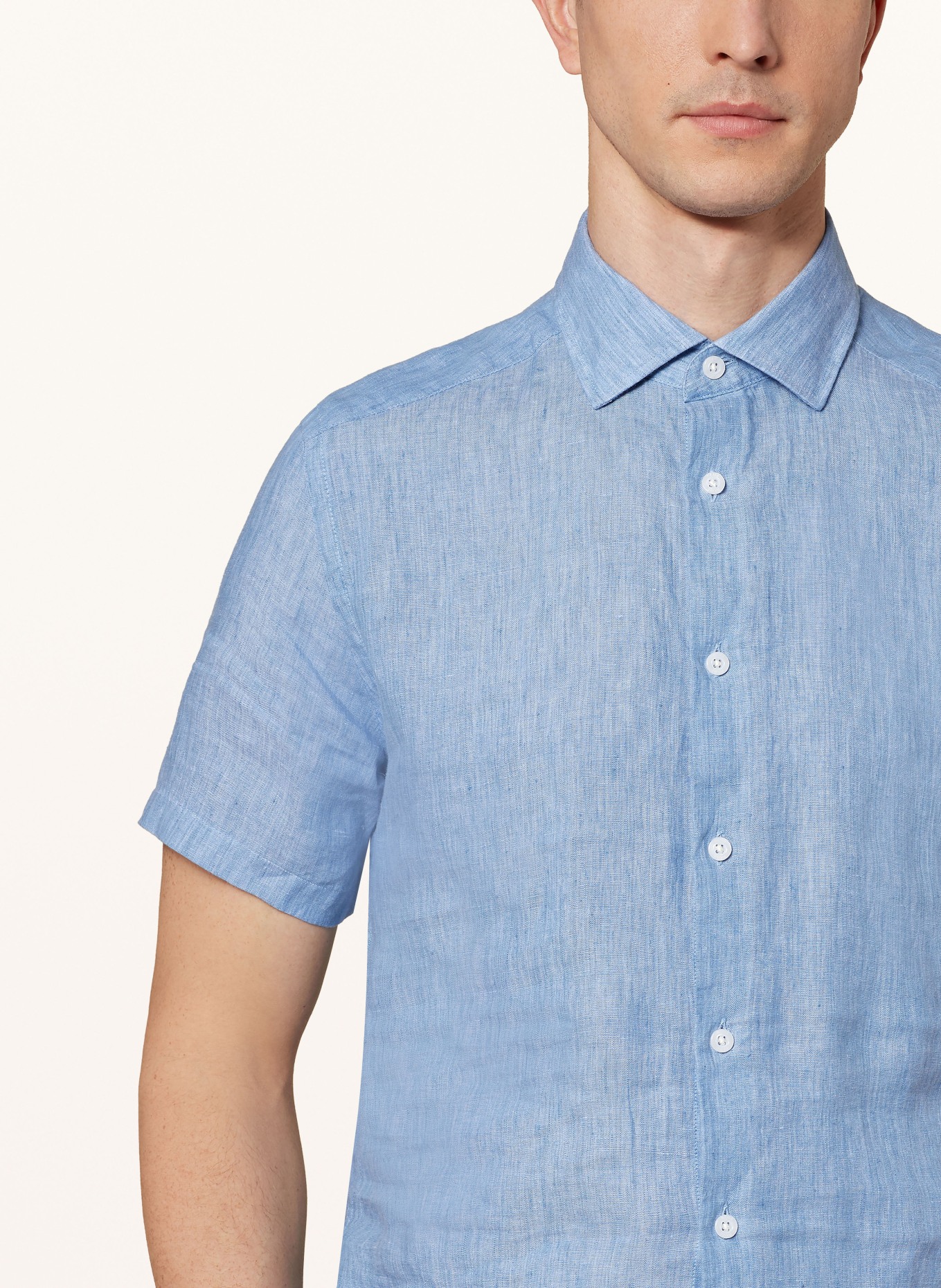 REISS Short sleeve shirt HOLIDAY Slim Fit made of linen, Color: LIGHT BLUE (Image 4)