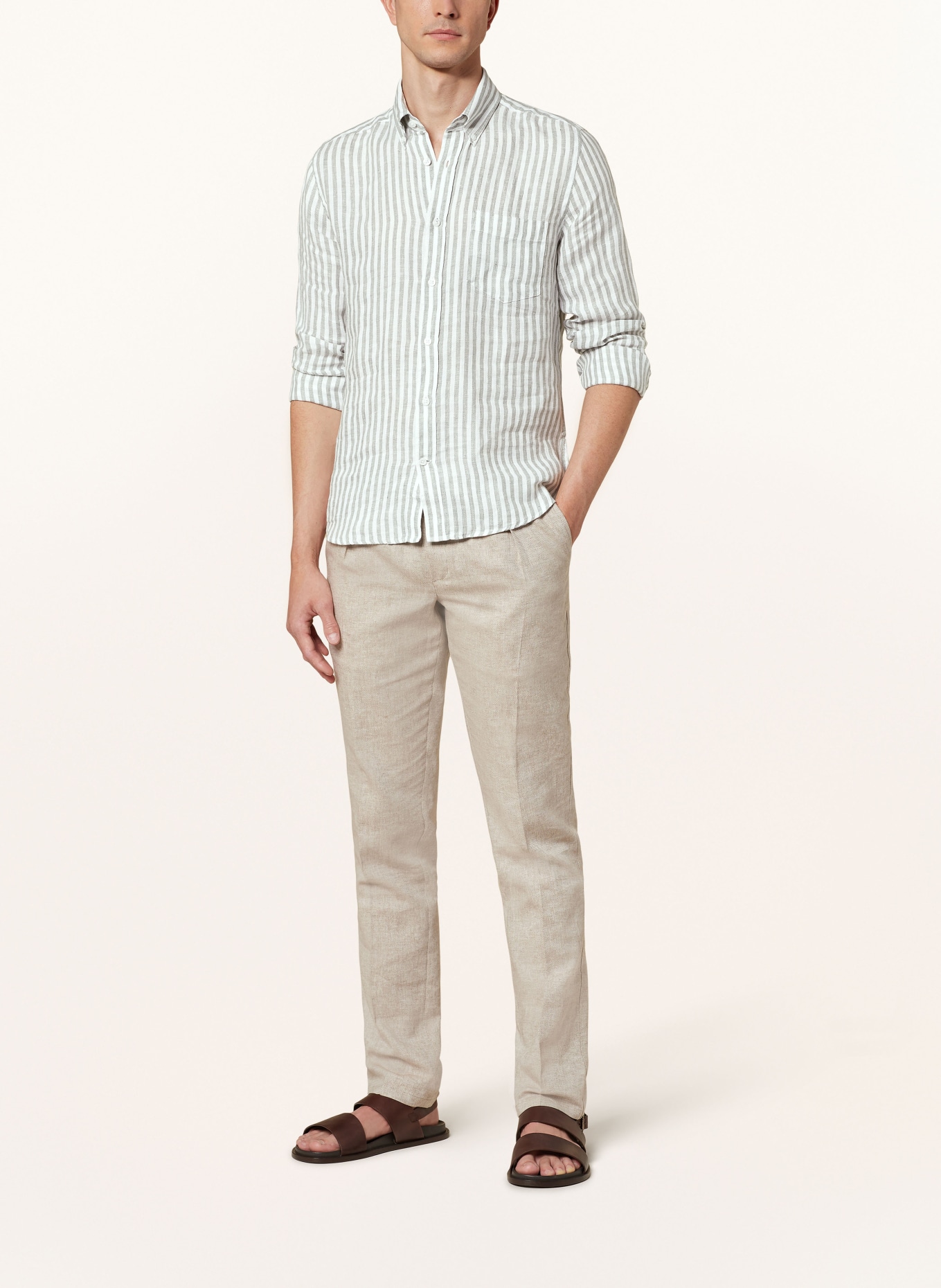 REISS Linen shirt QUEENS regular fit, Color: CREAM/ LIGHT GREEN (Image 2)