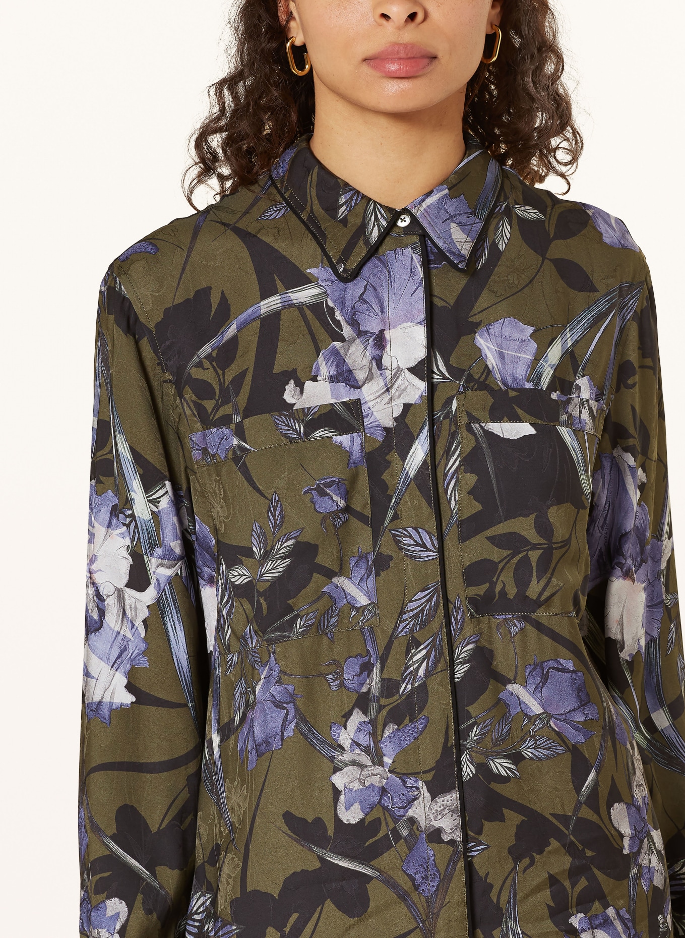 ALLSAINTS Shirt blouse EVE BATU, Color: KHAKI/ BLACK/ PURPLE (Image 4)