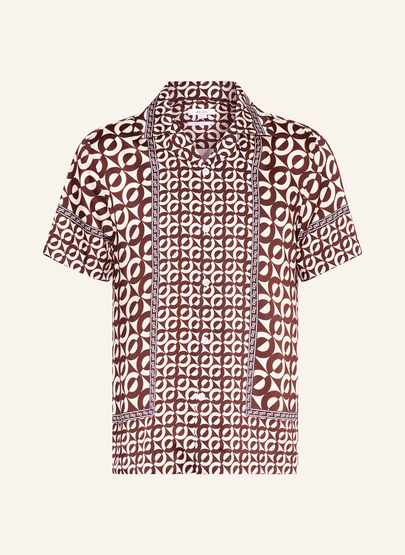REISS Resort shirt PRENTICE regular fit, Color: DARK BROWN/ ECRU/ BROWN (Image 1)