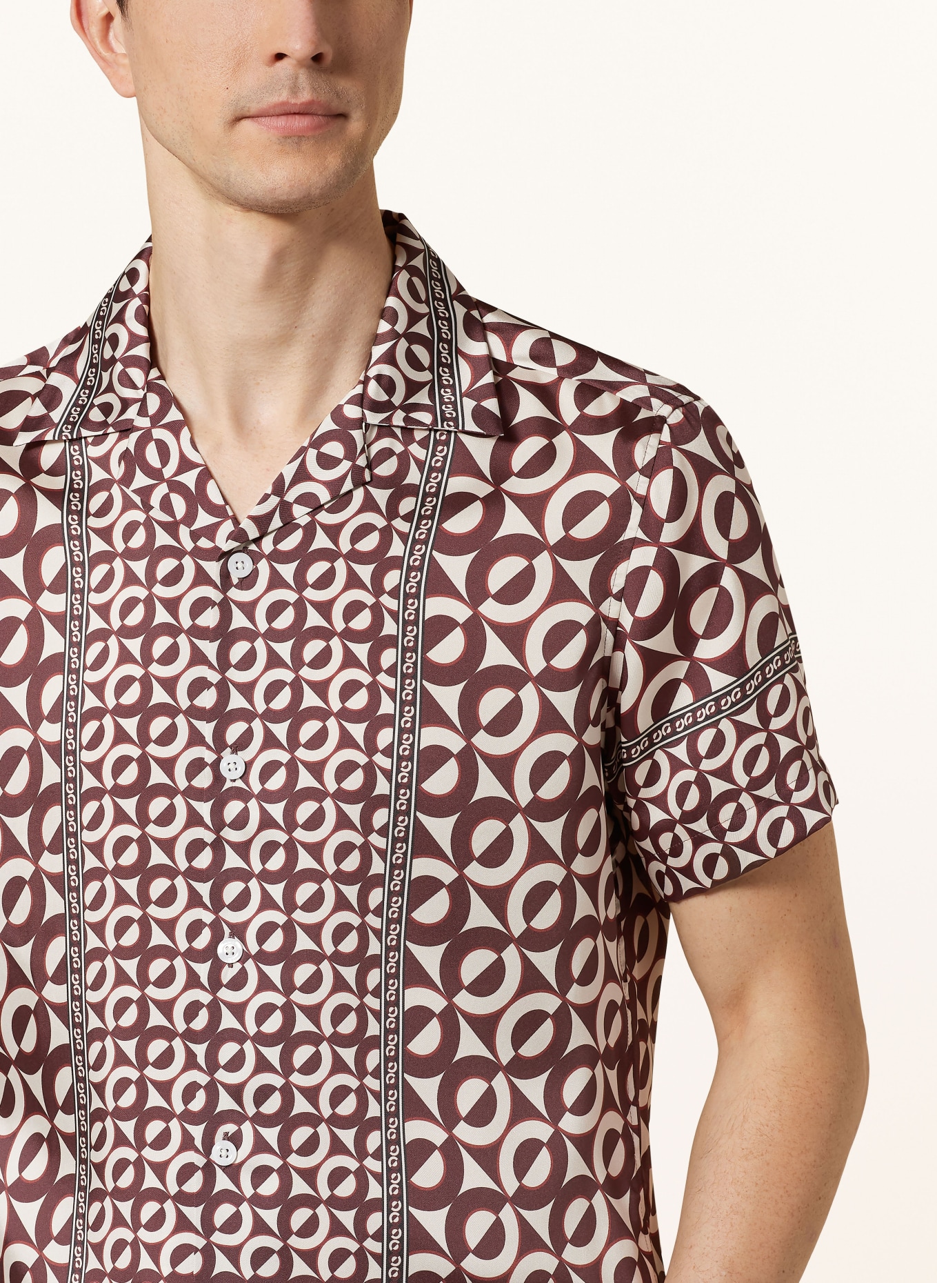 REISS Resort shirt PRENTICE regular fit, Color: DARK BROWN/ ECRU/ BROWN (Image 4)