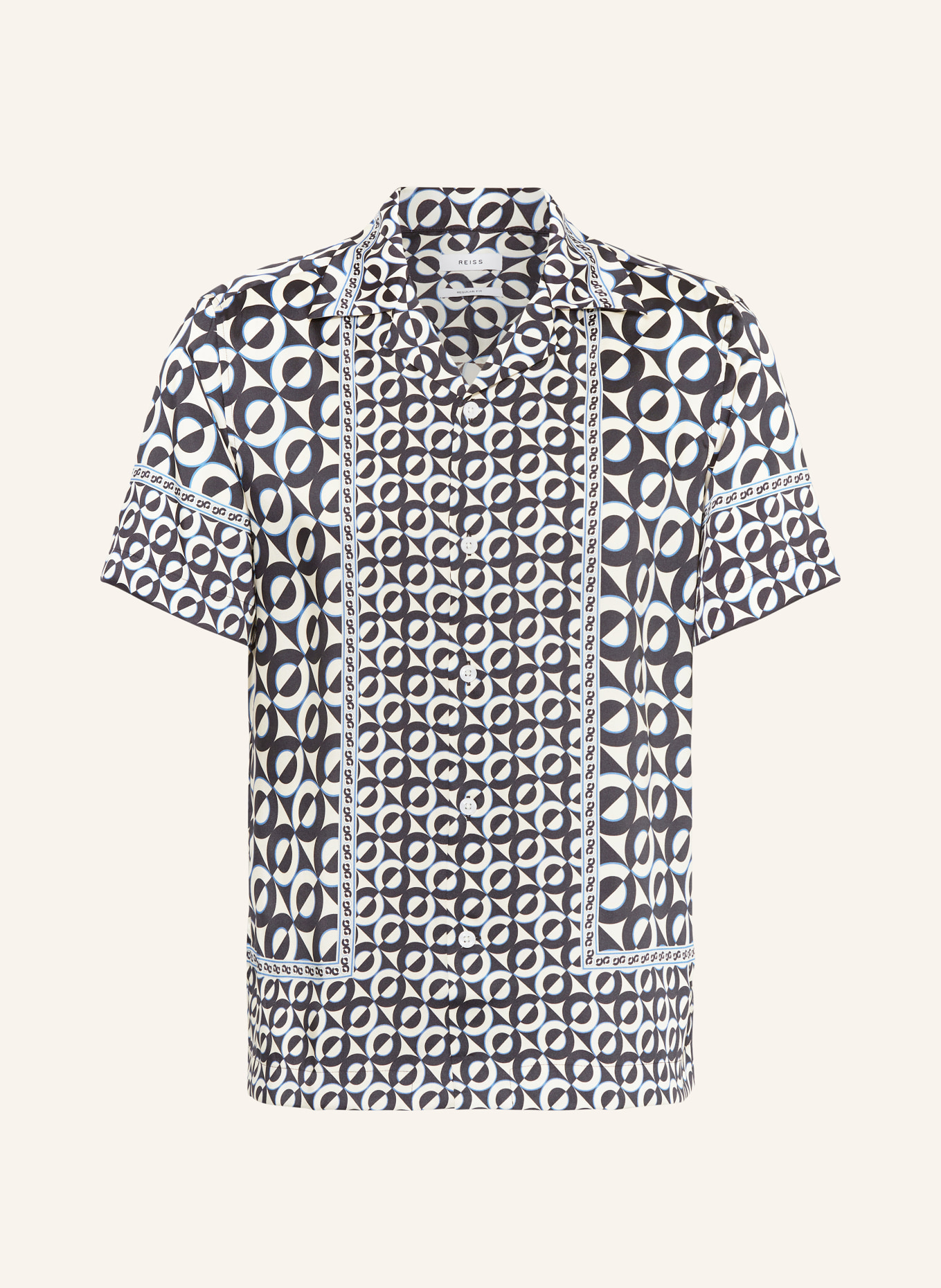 REISS Resort shirt PRENTICE regular fit, Color: BLACK/ CREAM/ BLUE (Image 1)