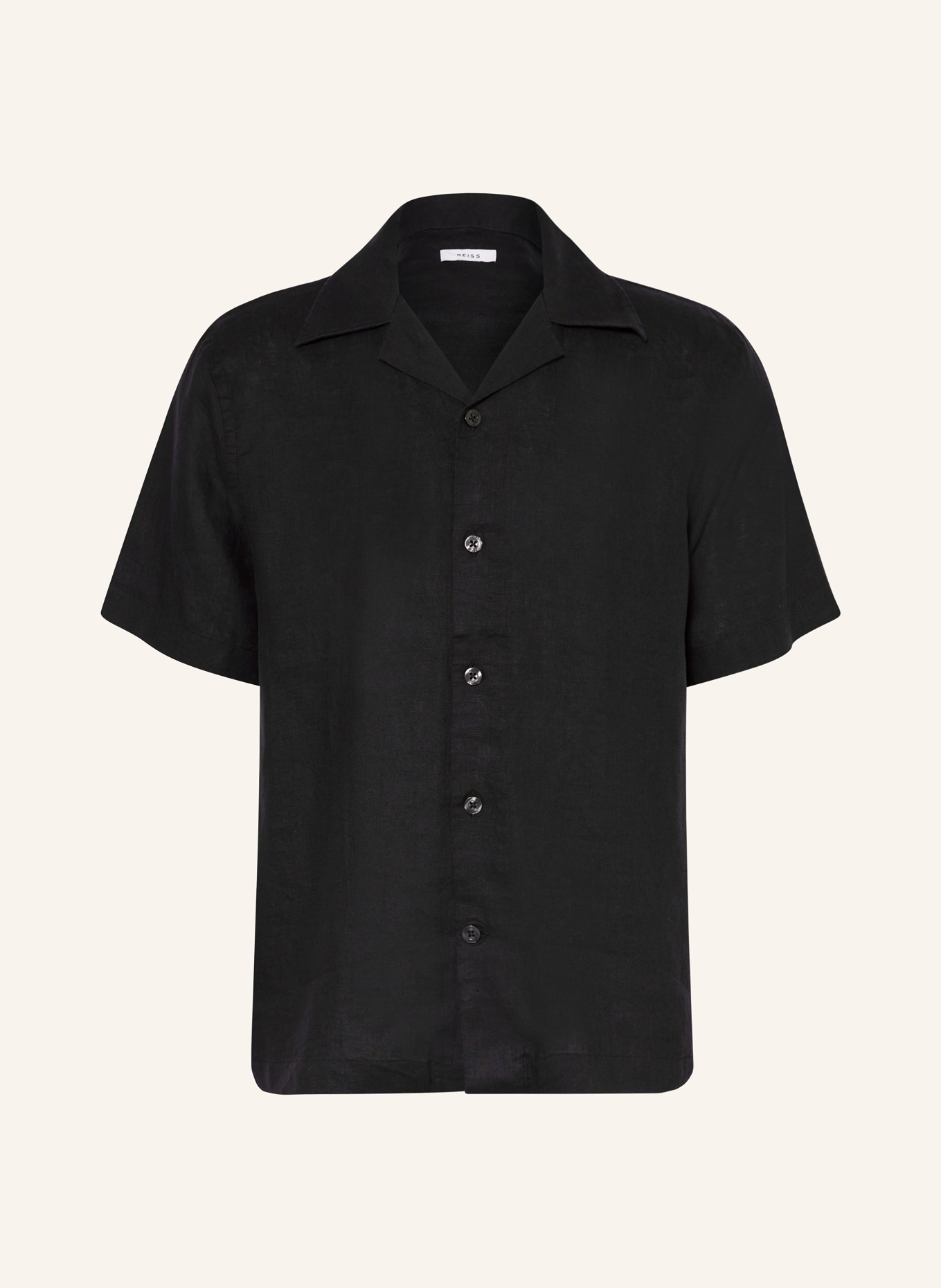 REISS Resort shirt BELDI regular fit in linen, Color: BLACK (Image 1)